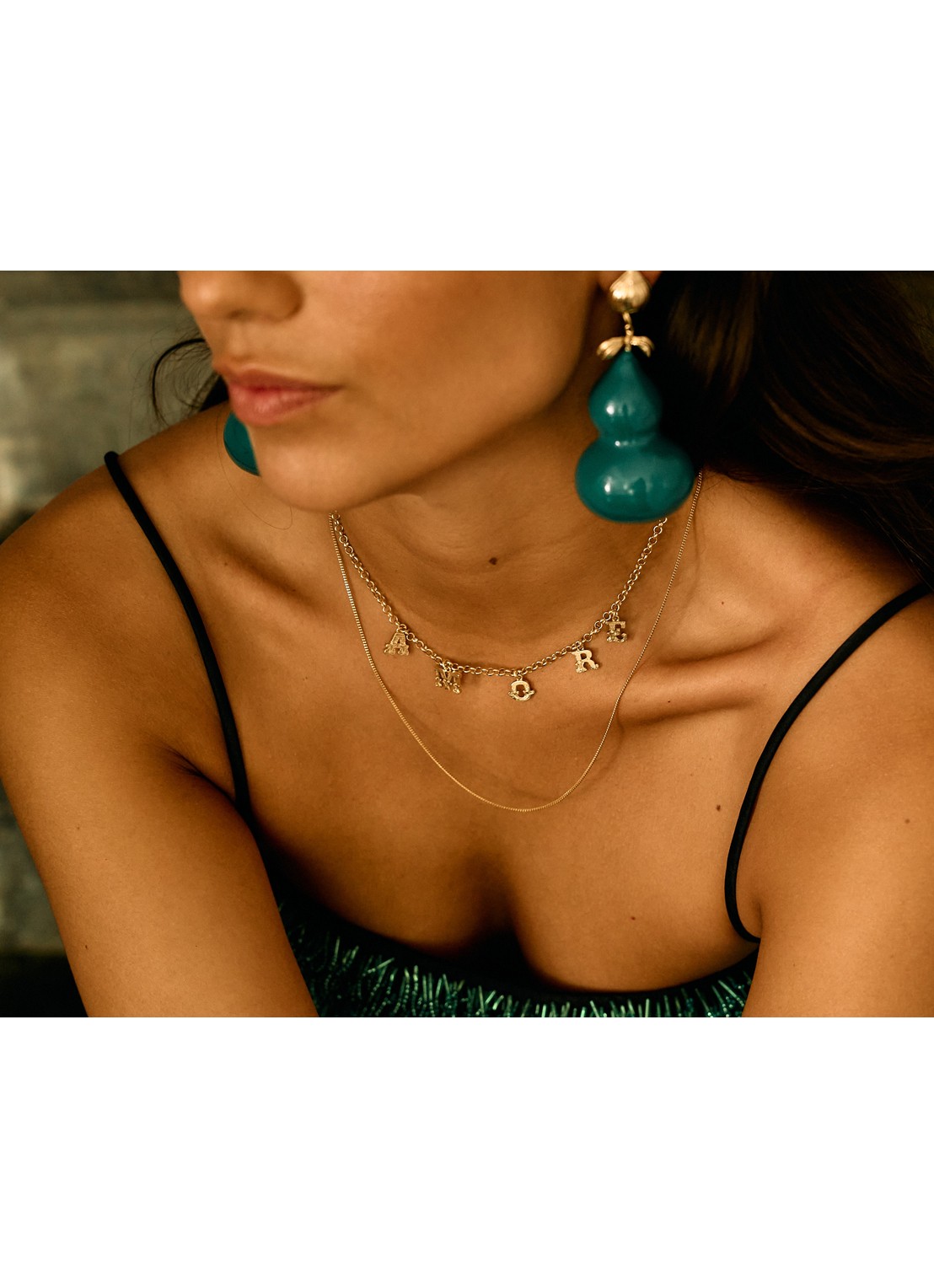 Anna + Nina Amore ketting met hanger - detail 7 goud