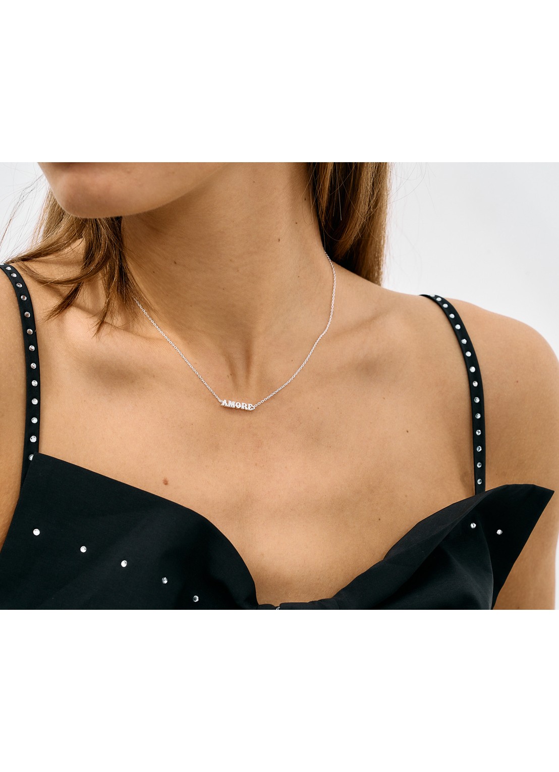 Anna + Nina Amore ketting met hanger  - achterkant zilver