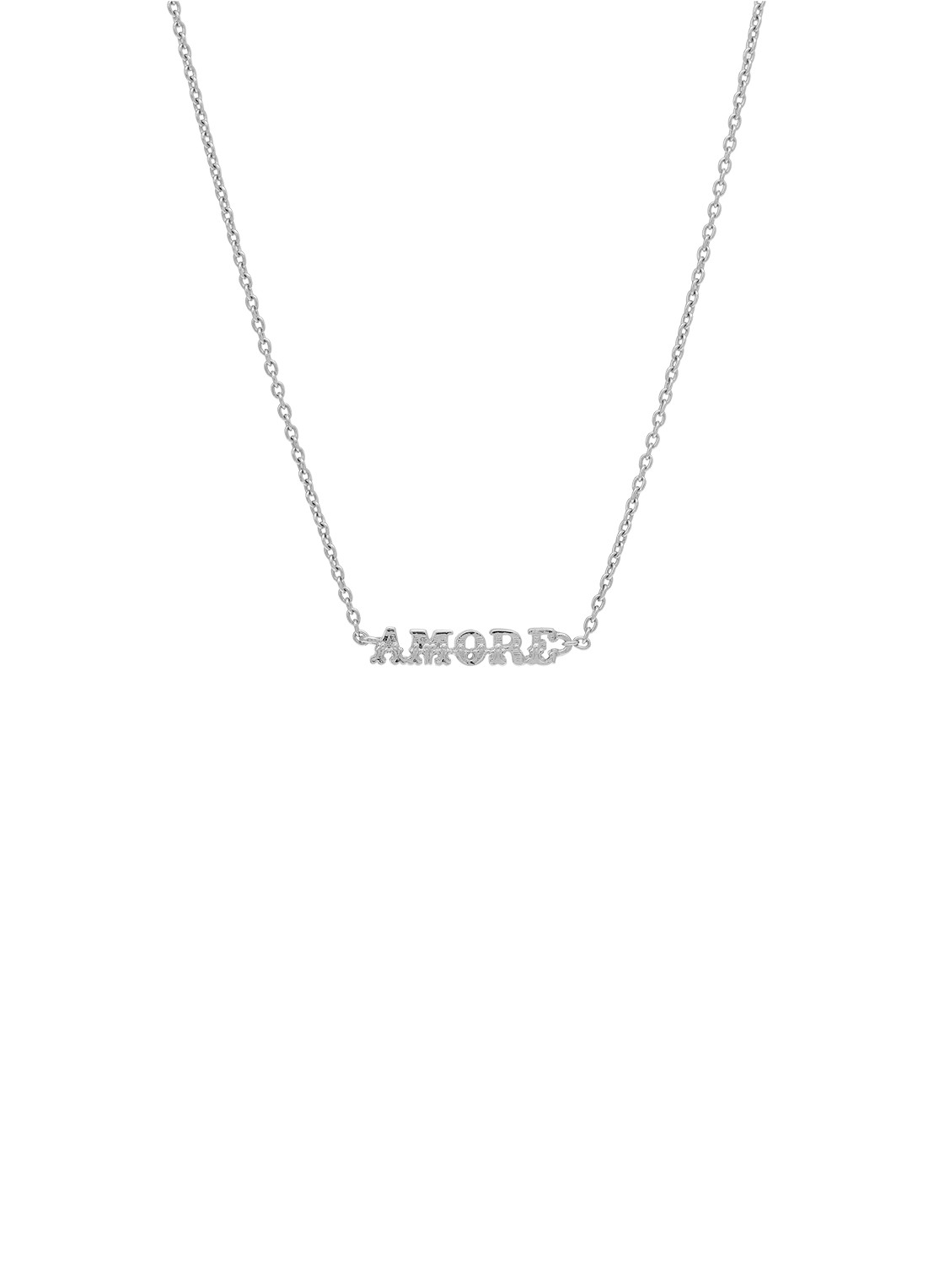 Anna + Nina Amore ketting met hanger  - voorkant 2 zilver