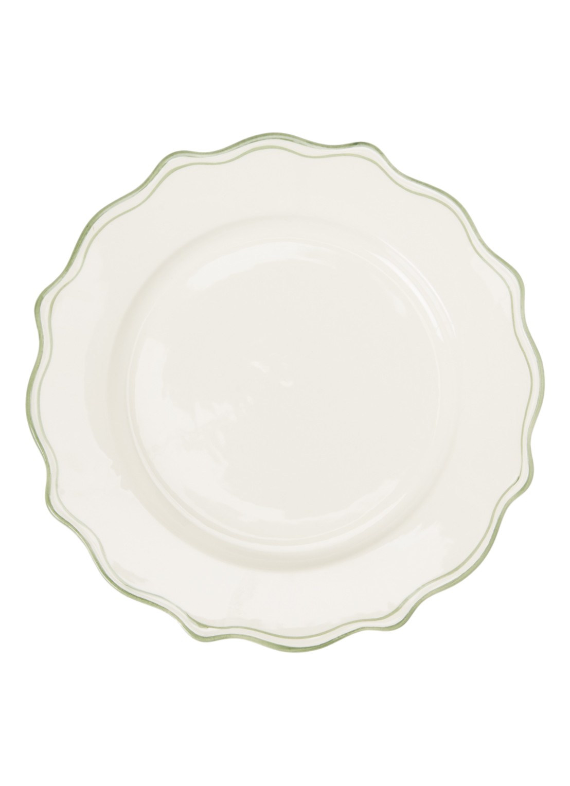 Anna + Nina Basil Scalloped dinerbord 27 cm - voorkant 3 gebroken wit