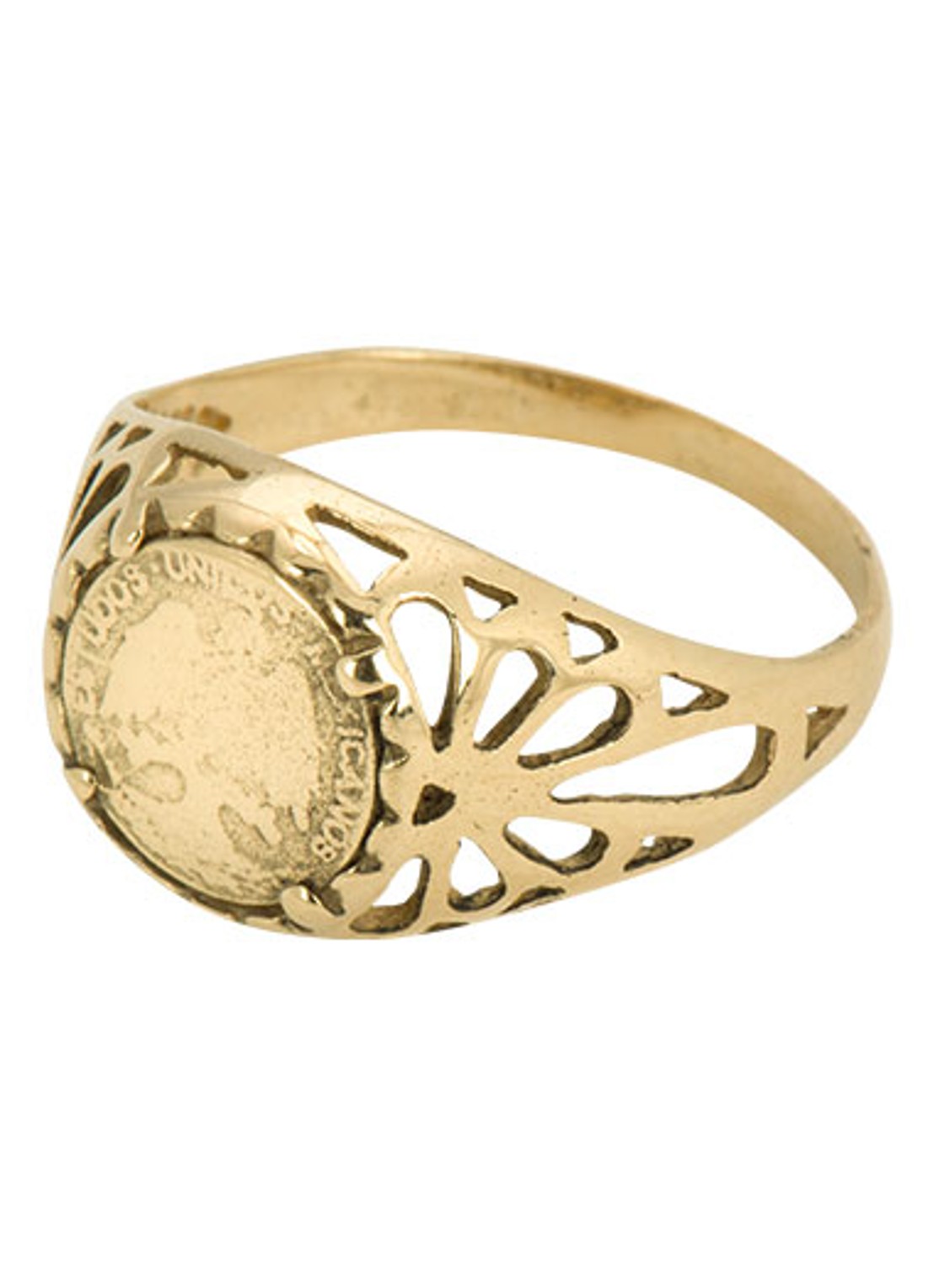 Anna + Nina Betsy Pink ring van 14 karaat geelgoud - voorkant geelgoud