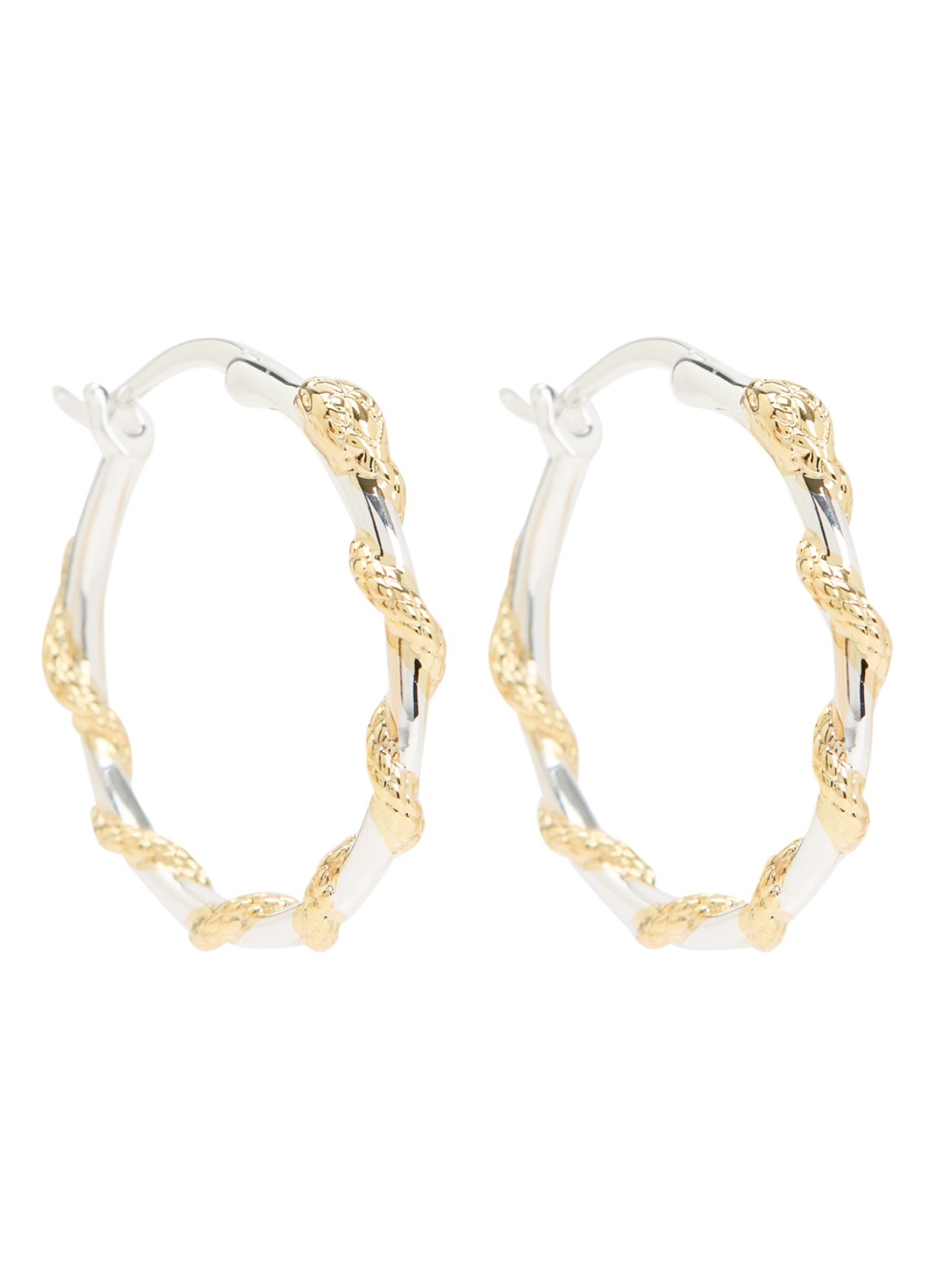 Anna + Nina Big Twisting Serpent oorringen verguld - voorkant zilver