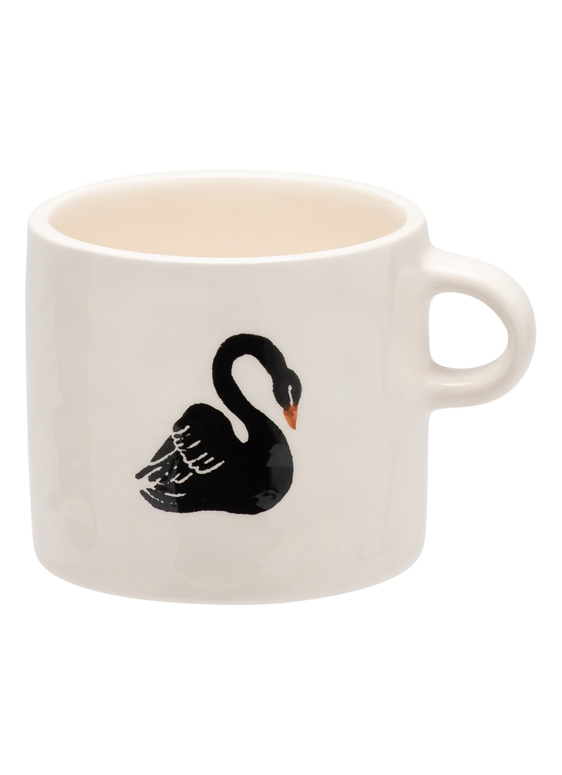 Anna + Nina Black Swan mok 40 cl - voorkant gebroken wit