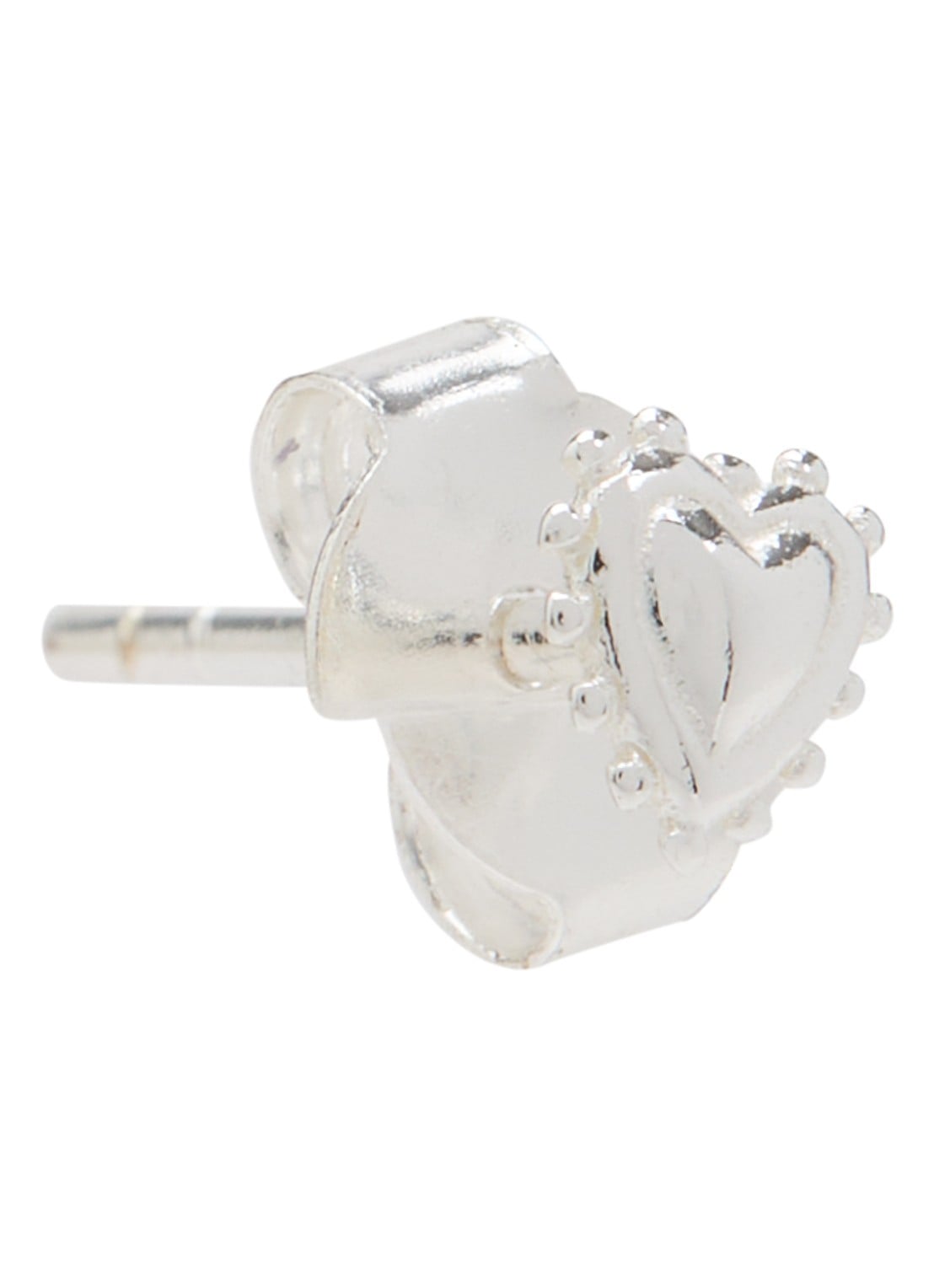 Anna + Nina Bravery Heart oorknopje - voorkant zilver