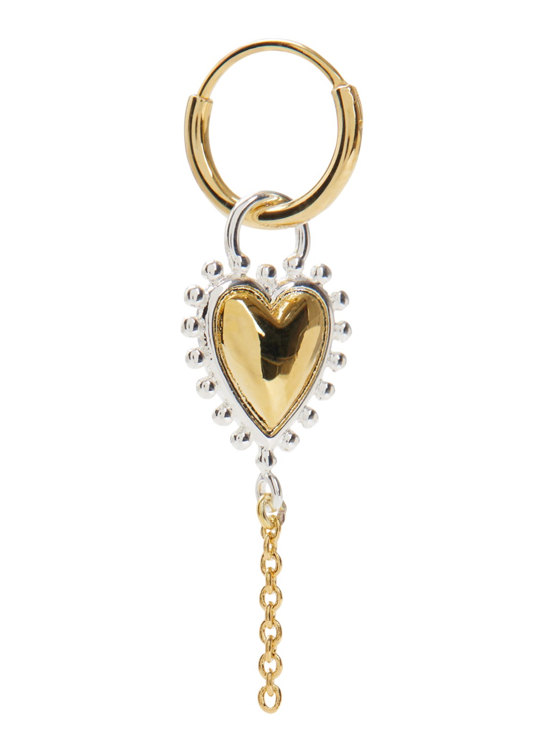 Anna + Nina Bravery Heart oorring met hanger - voorkant 2 goud