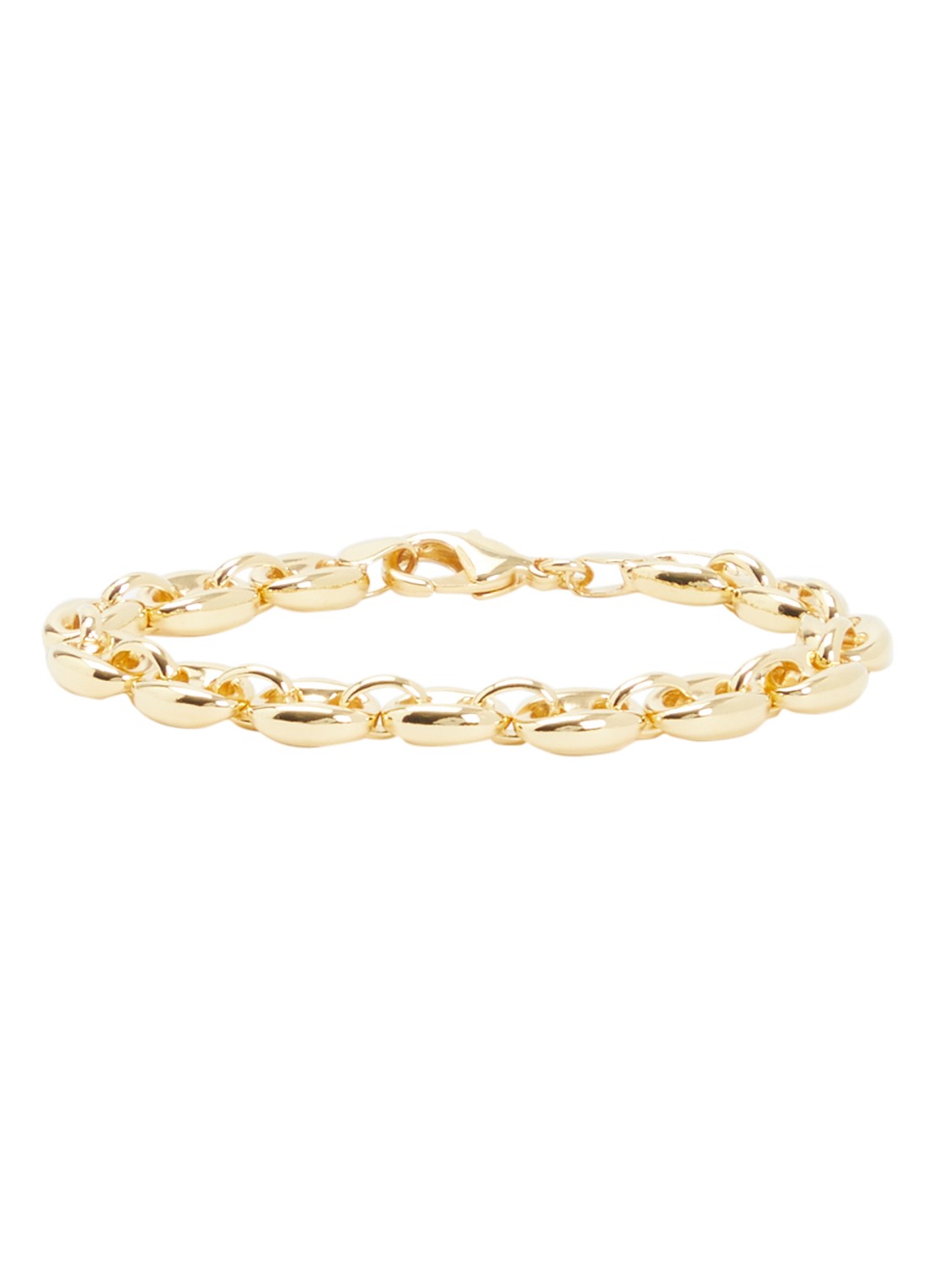 Anna + Nina Chunky Coffee Bean schakelarmband  - voorkant 2 goud