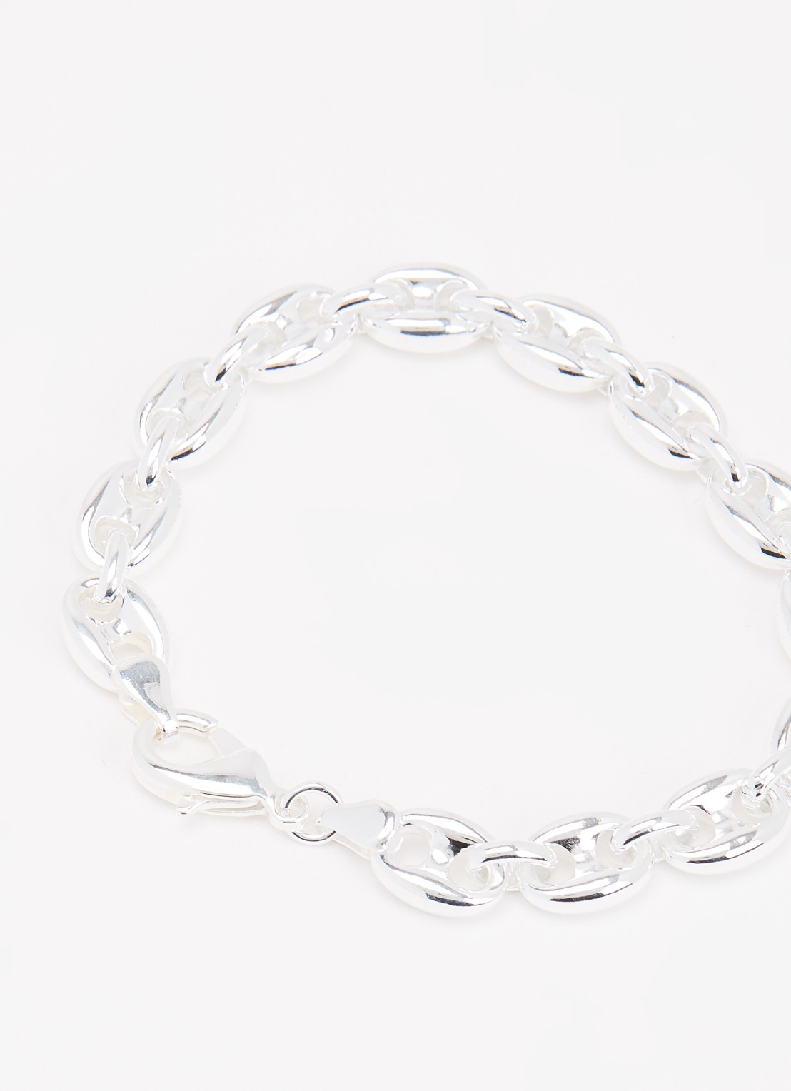 Anna + Nina Chunky Coffee Bean schakelarmband  - detail 2 zilver