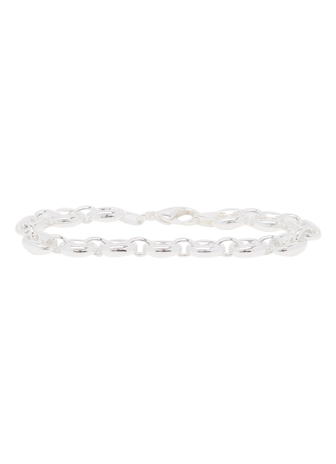 Anna + Nina Chunky Coffee Bean schakelarmband  - voorkant zilver