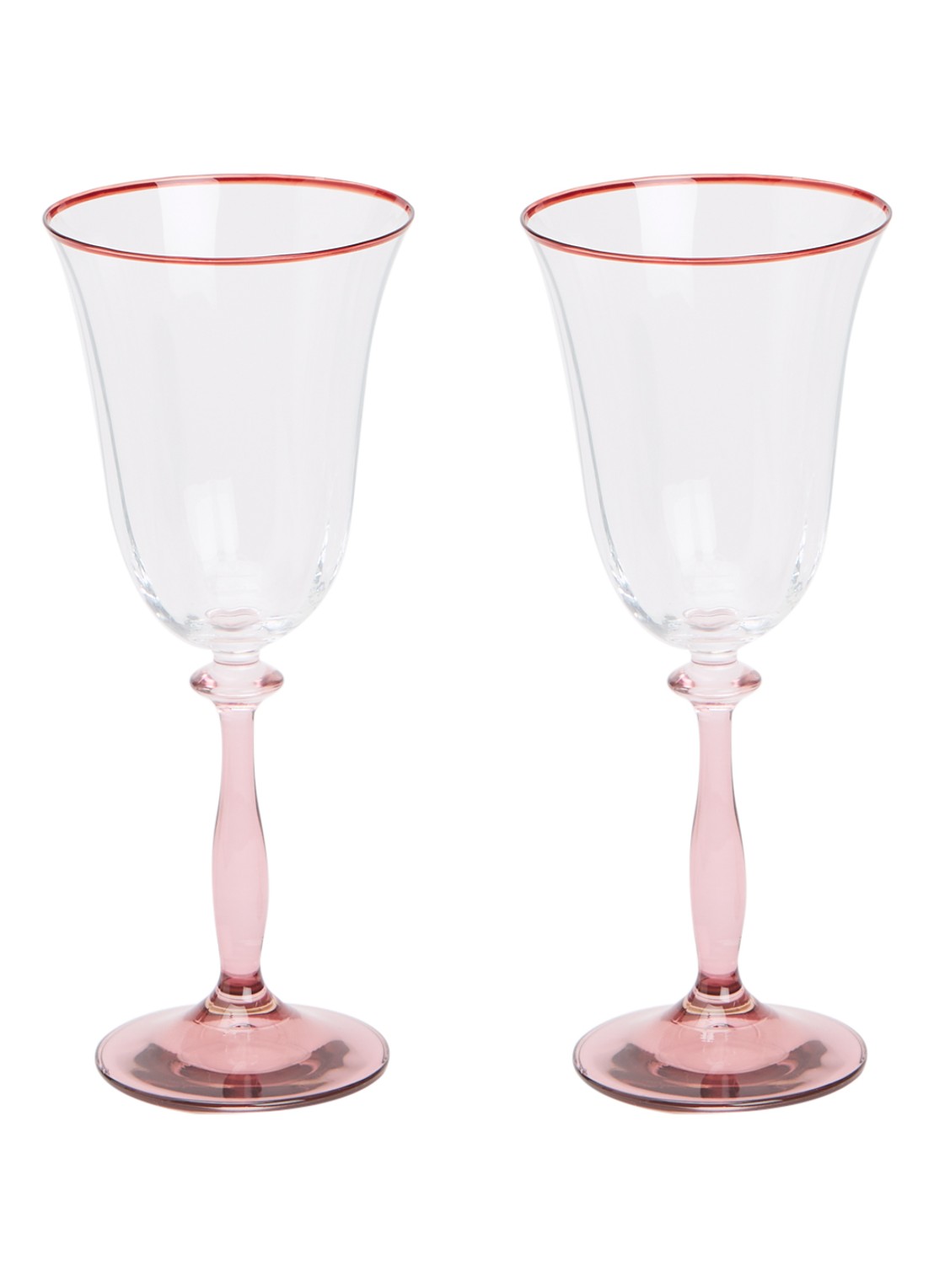 Anna + Nina Clara Optic wijnglas 25 cl set van 2 - voorkant roze