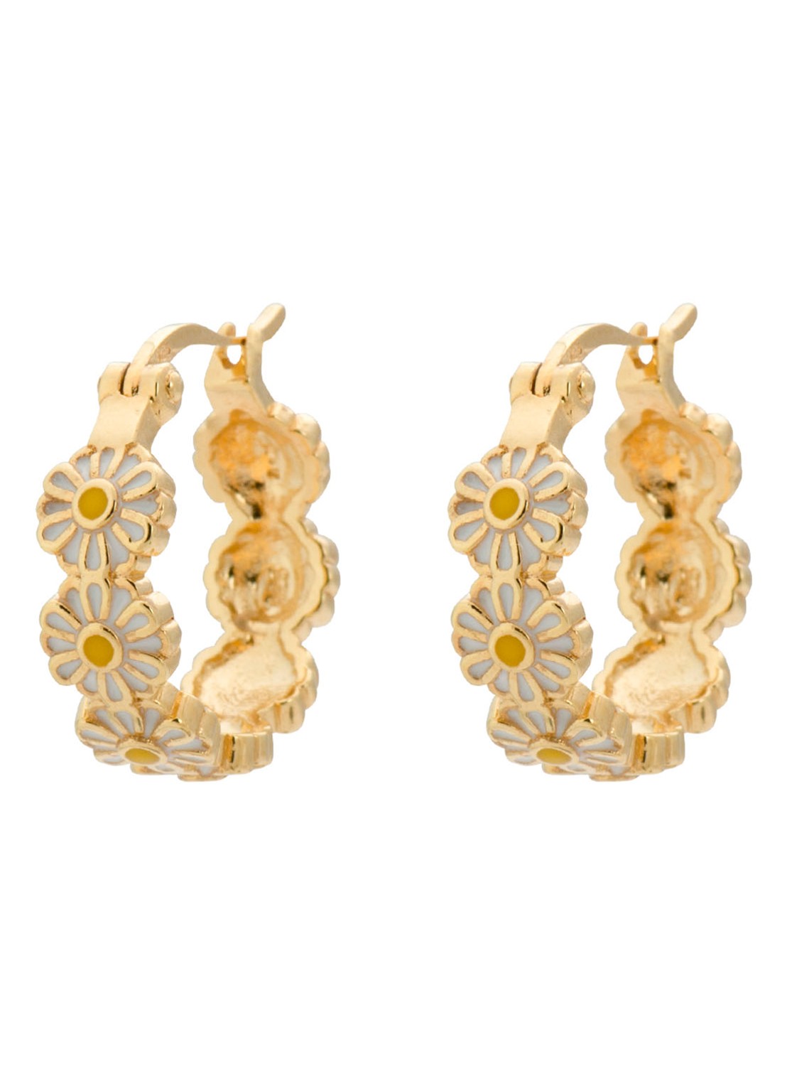 Anna + Nina Daisy Coloured oorringen verguld - voorkant goud