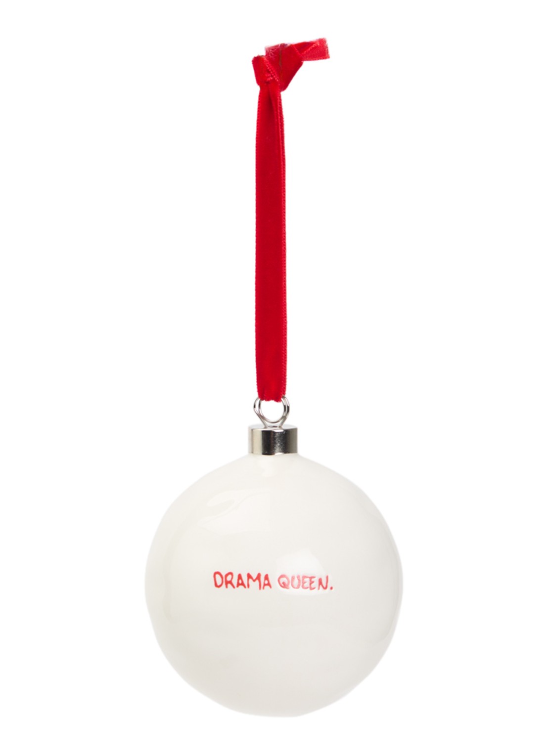 Anna + Nina Drama Queen kerstbal 10 cm - voorkant 2 wit