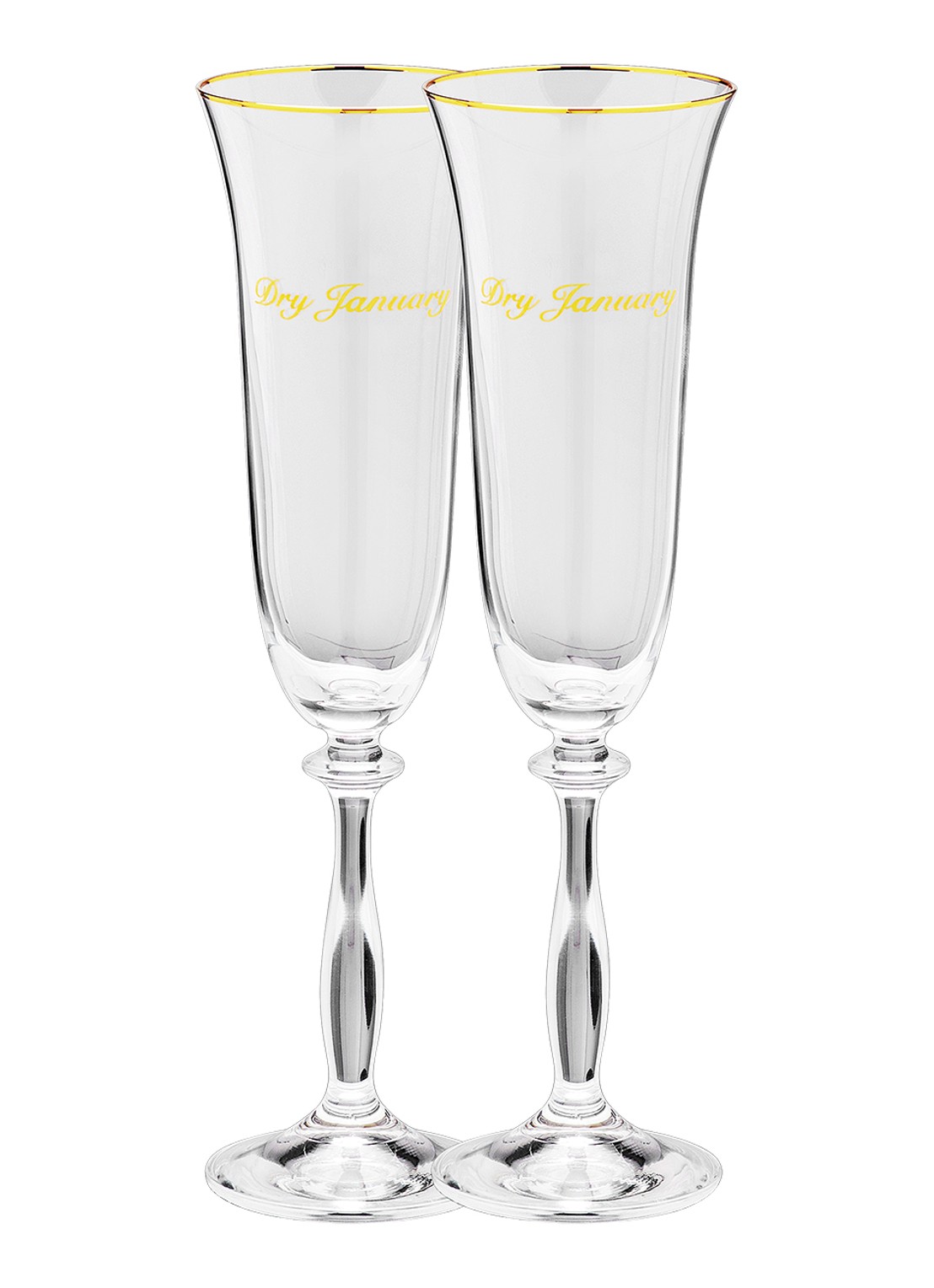 Anna + Nina Dry January champagne glas 20 cl set van 2 - voorkant goud