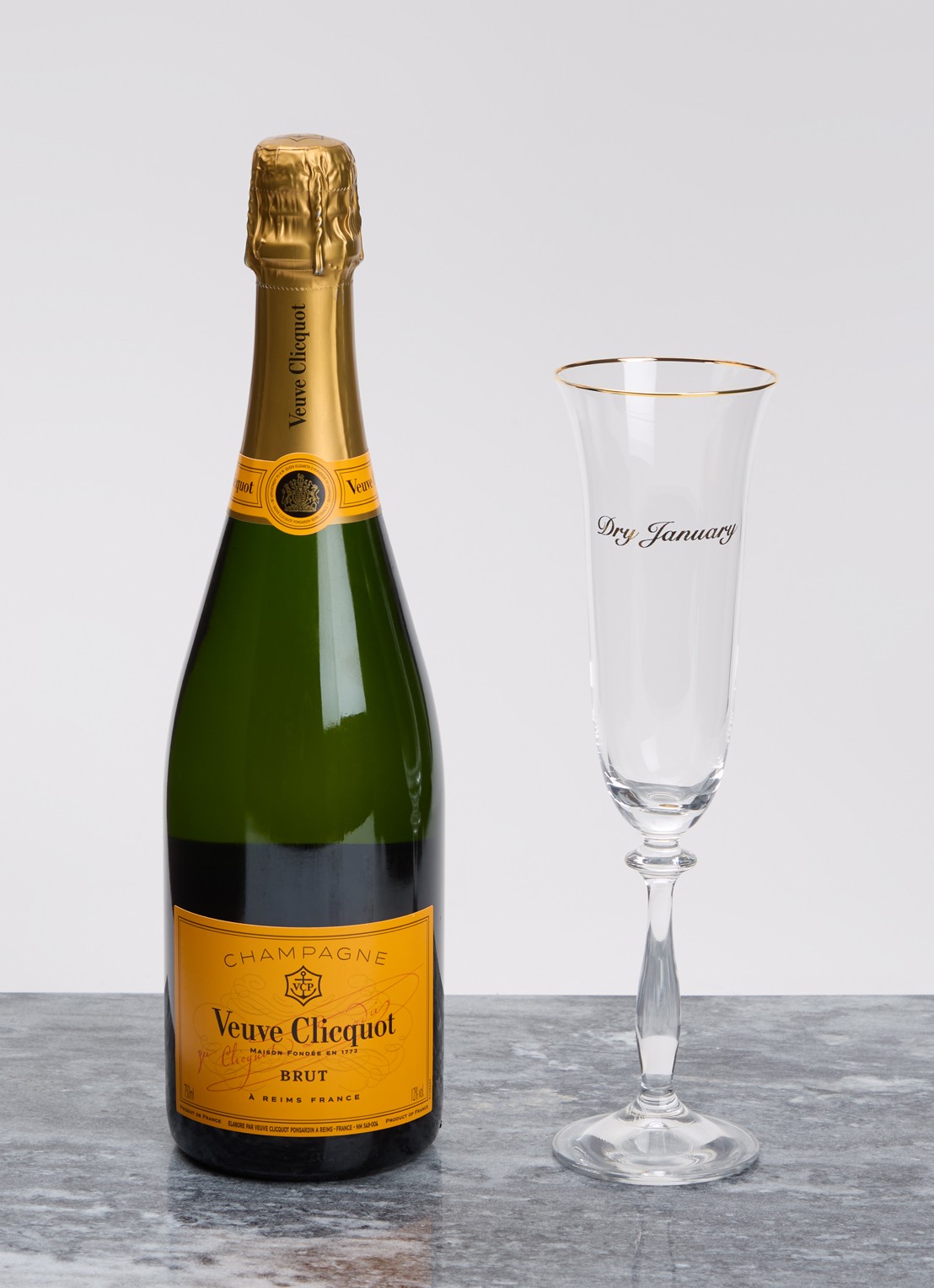 Anna + Nina Dry January champagne glas 20 cl set van 2 - voorkant 2 goud