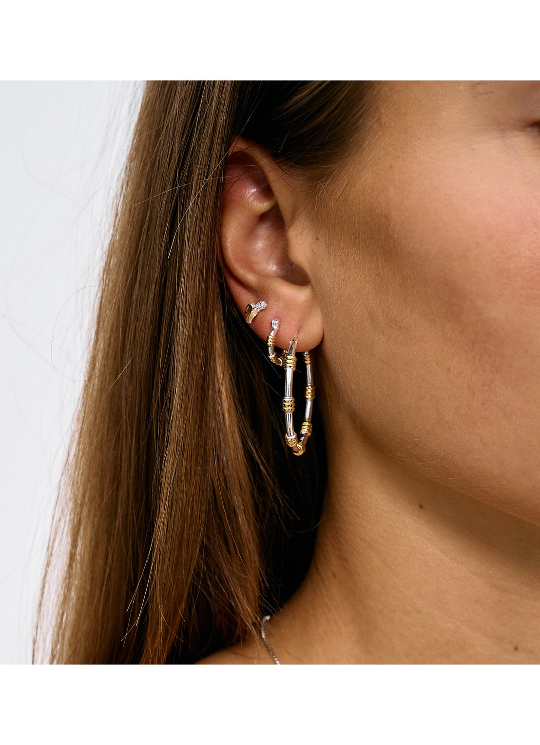 Anna + Nina Dual oorringen - voorkant 2 zilver