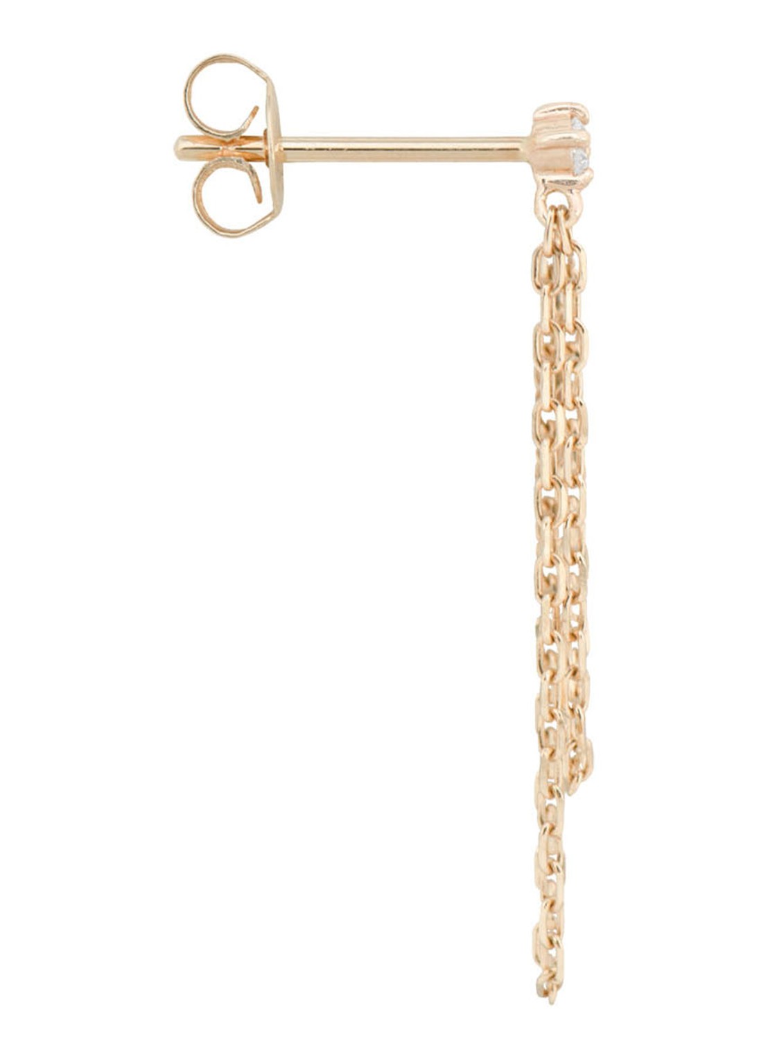 Anna + Nina Enchanted Chain enkele oorsteker van 14 karaat geelgoud - detail 4 geelgoud