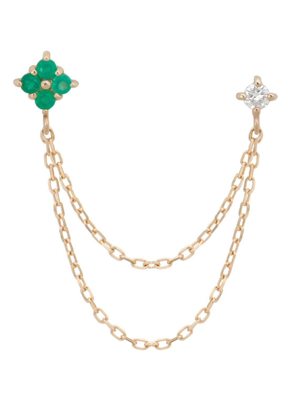 Anna + Nina Enchanted Chain enkele oorsteker van 14 karaat geelgoud - voorkant geelgoud