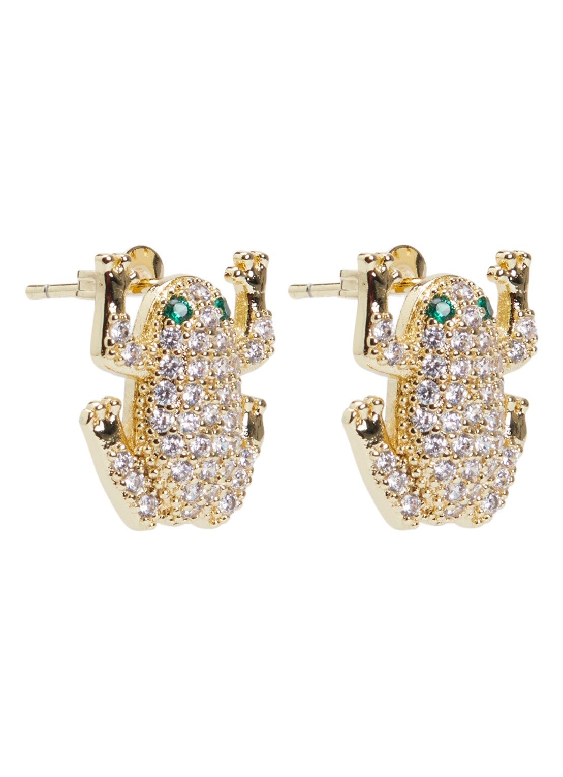 Anna + Nina Enchanted Froggies oorknopjes  - voorkant goud