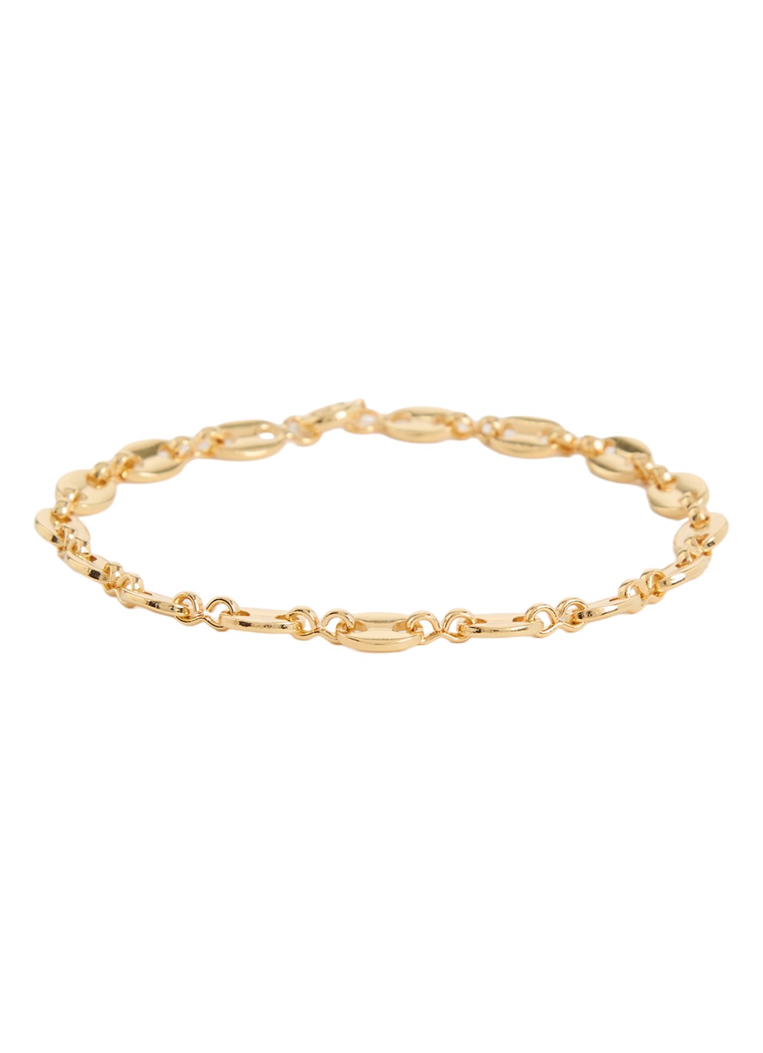 Anna + Nina Fine Coffee Bean armband verguld - voorkant goud