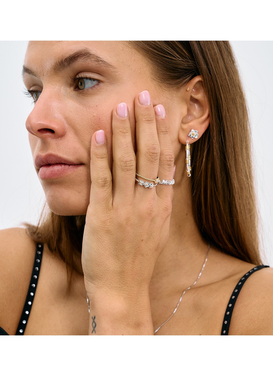 Anna + Nina Fiorita ring  - voorkant 2 zilver