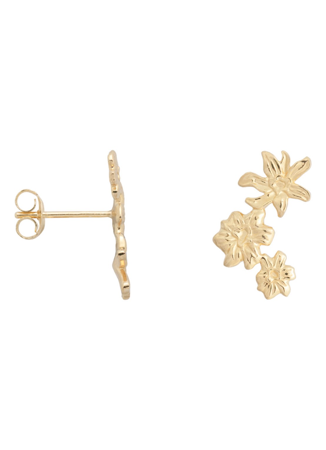Anna + Nina Flourish enkel oorknopje verguld - detail goud