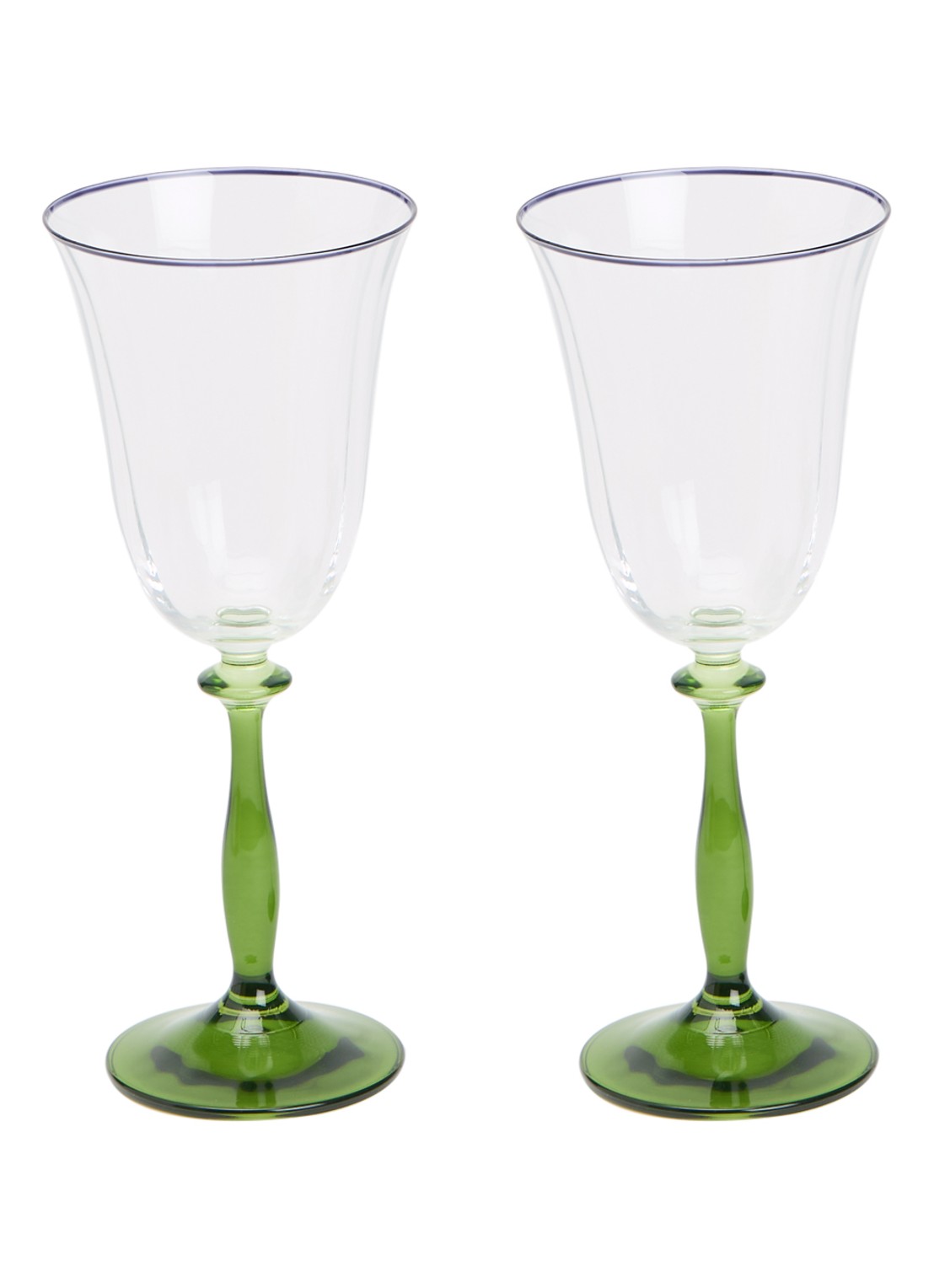Anna + Nina Freya Optic wijnglas 25 cl set van 2 - voorkant groen