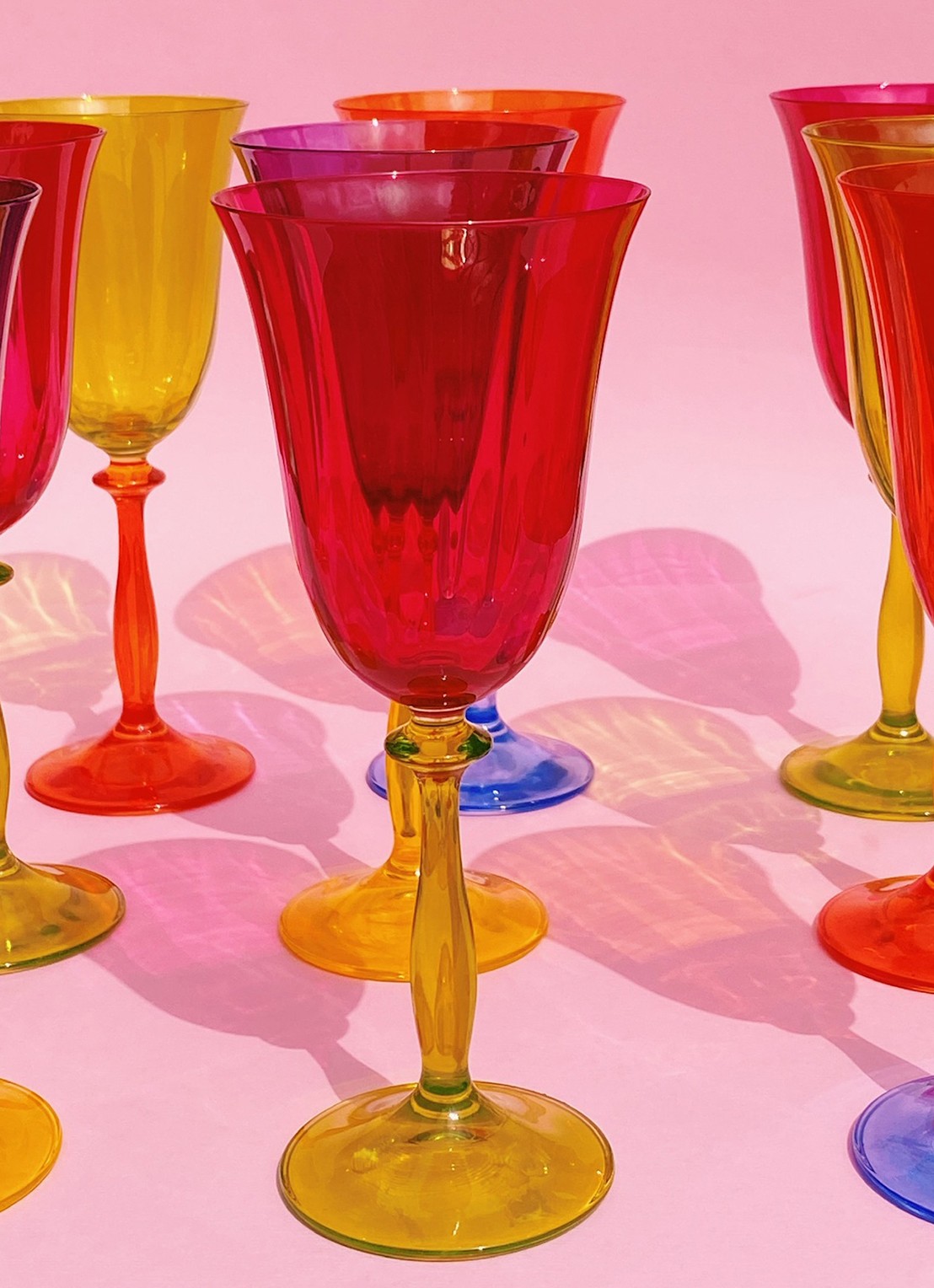 Anna + Nina Gardenia witte wijnglas 20 cl - voorkant 3 multicolor