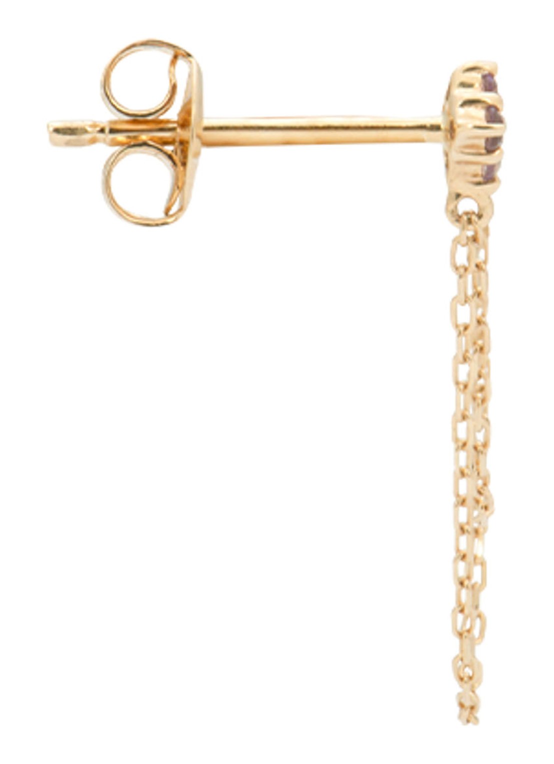 Anna + Nina Gilded Chain enkele oorbel van 14 karaat geelgoud met amethist en citrien - detail 3 geelgoud