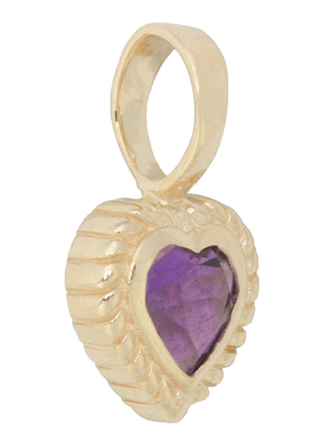 Anna + Nina Heart hanger van 14 karaat geelgoud met amethist  - detail geelgoud