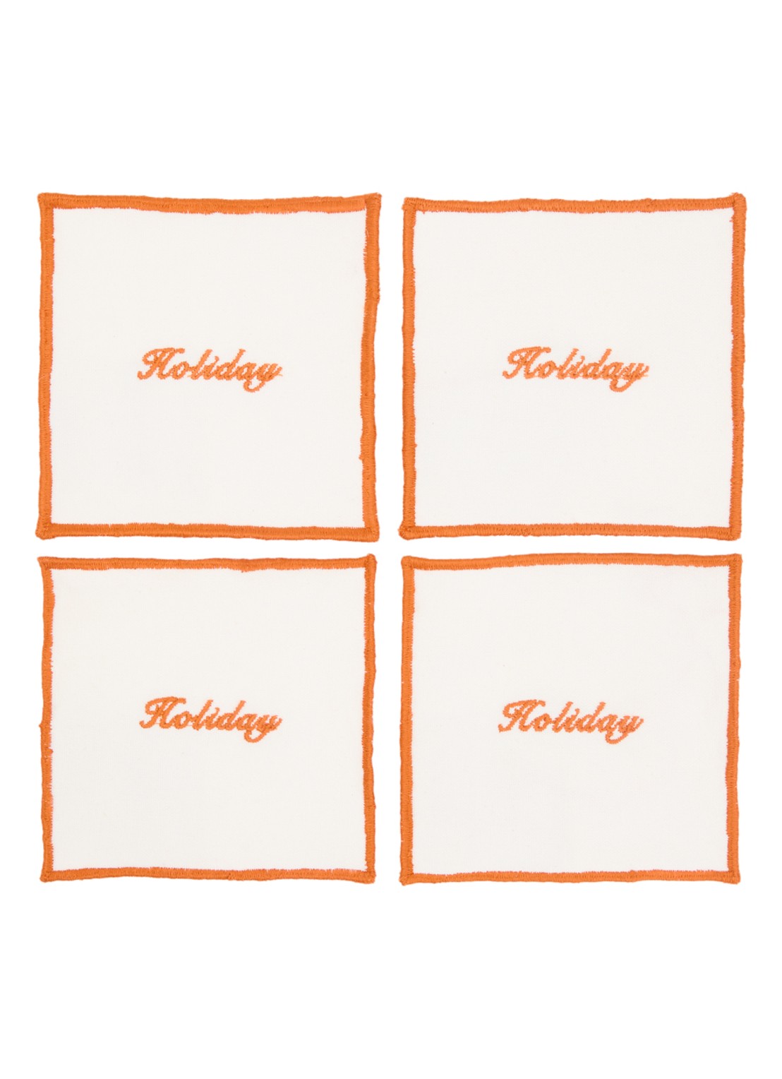 Anna + Nina Holiday onderzetter van katoen set van 4  - voorkant oranje