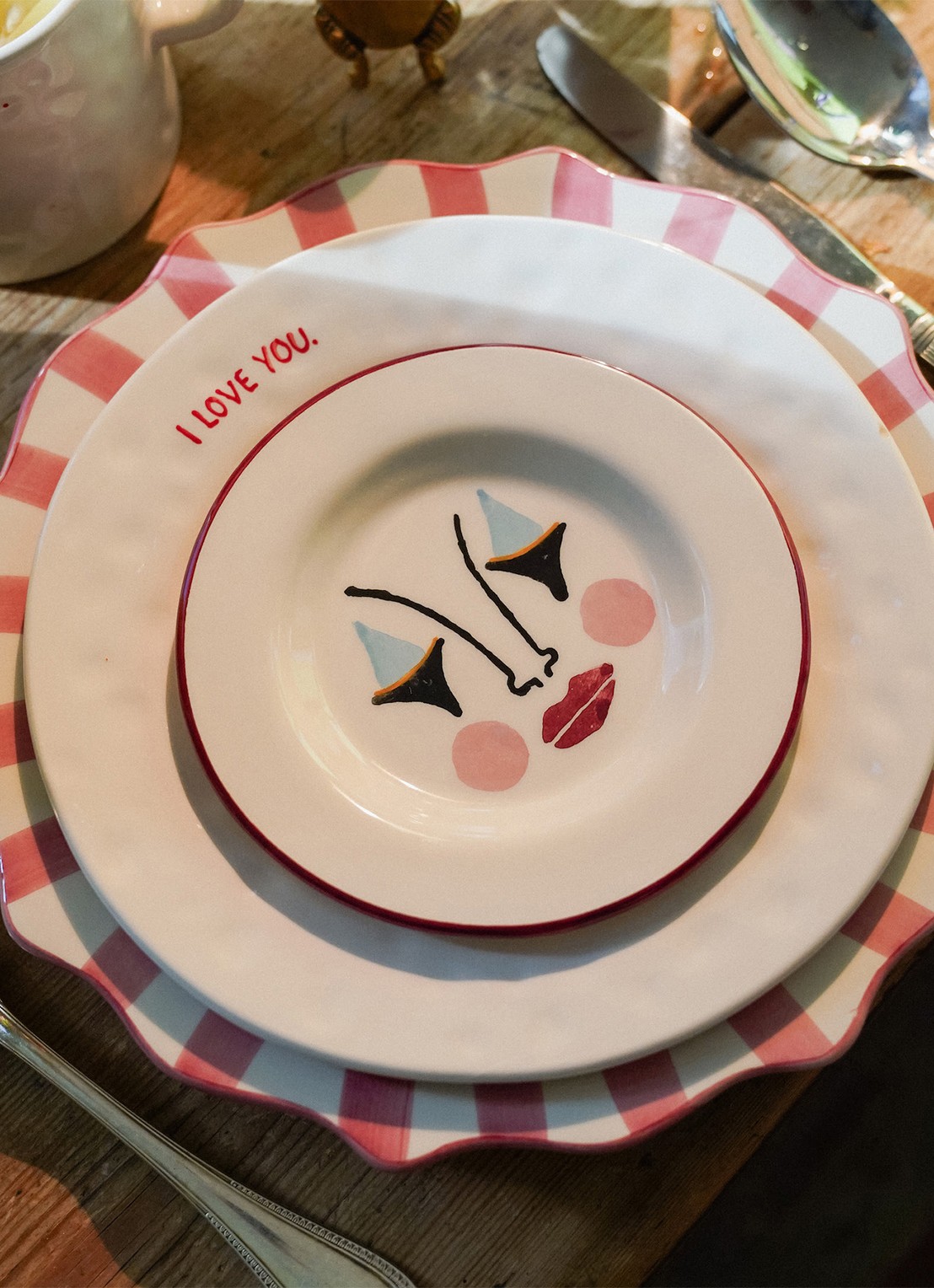 Anna + Nina I Love You Breakfast serviesset 3-delig - voorkant 5 multicolor