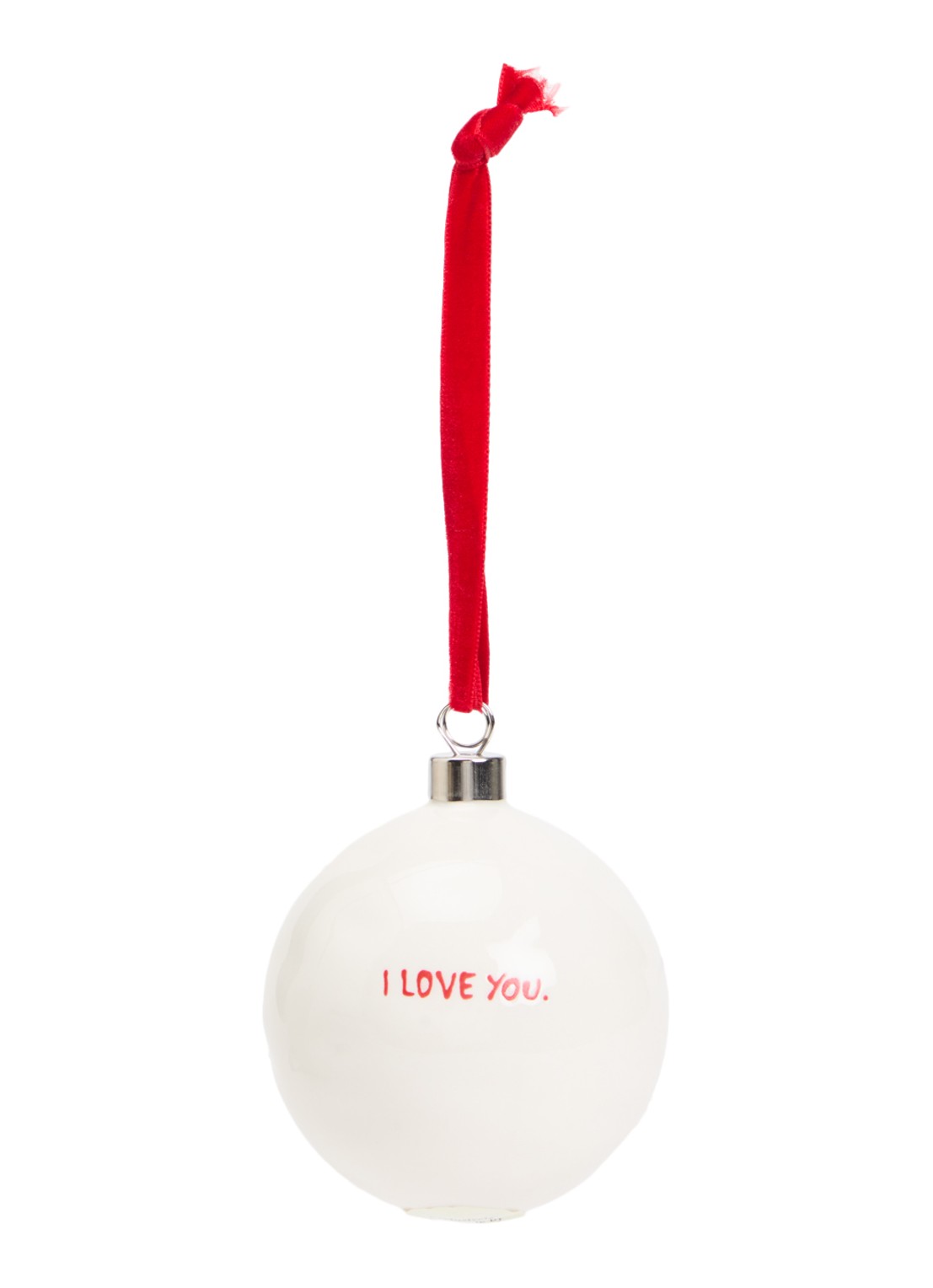 Anna + Nina I Love You kerstbal 10 cm - voorkant wit