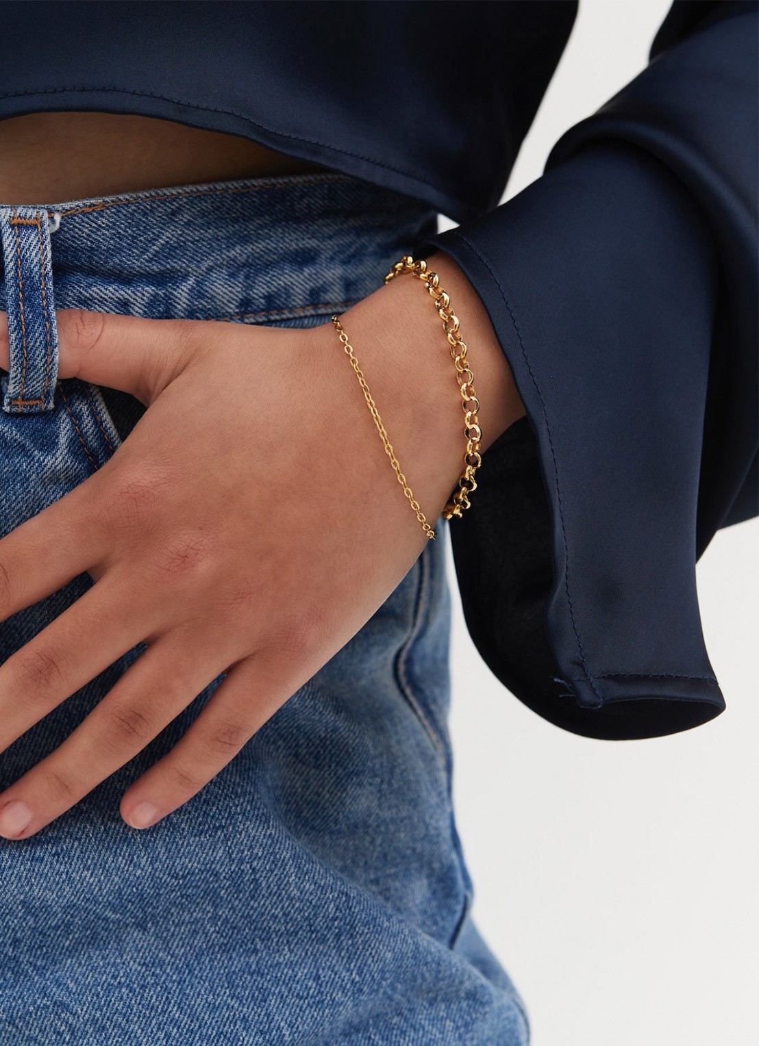 Anna + Nina Jasseron armband verguld  - voorkant 3 goud