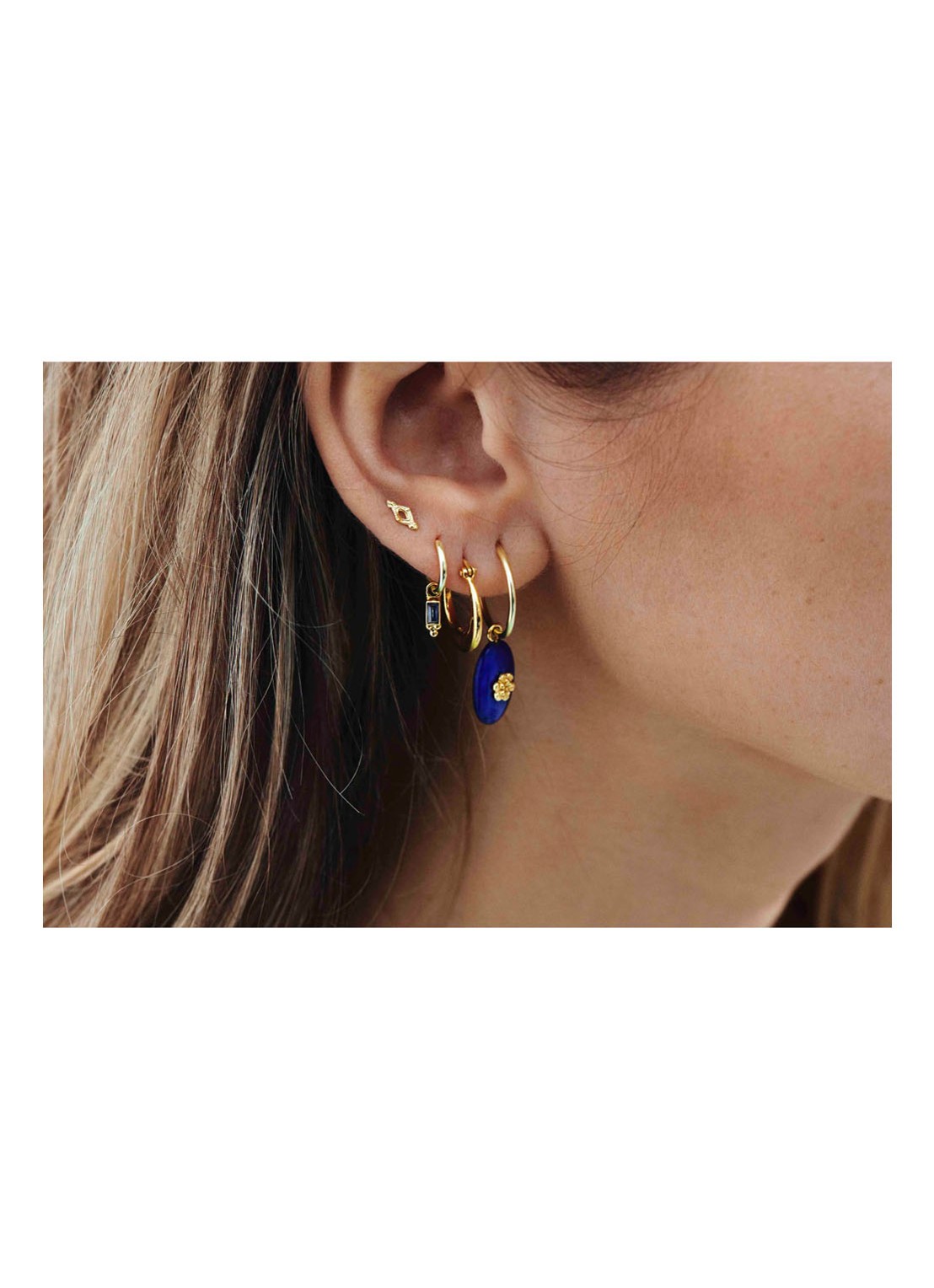 Anna + Nina Lapis Bloom hanger van 14 karaat geelgoud - voorkant 2 geelgoud