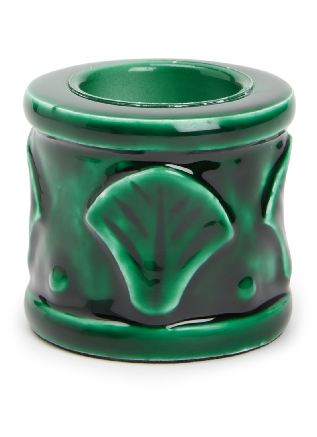 Anna + Nina Laurel Shell waxinelichthouder 6 cm - voorkant donkergroen