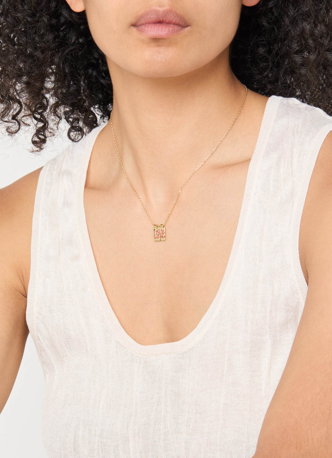Anna + Nina Love Note ketting verguld - voorkant 2 goud