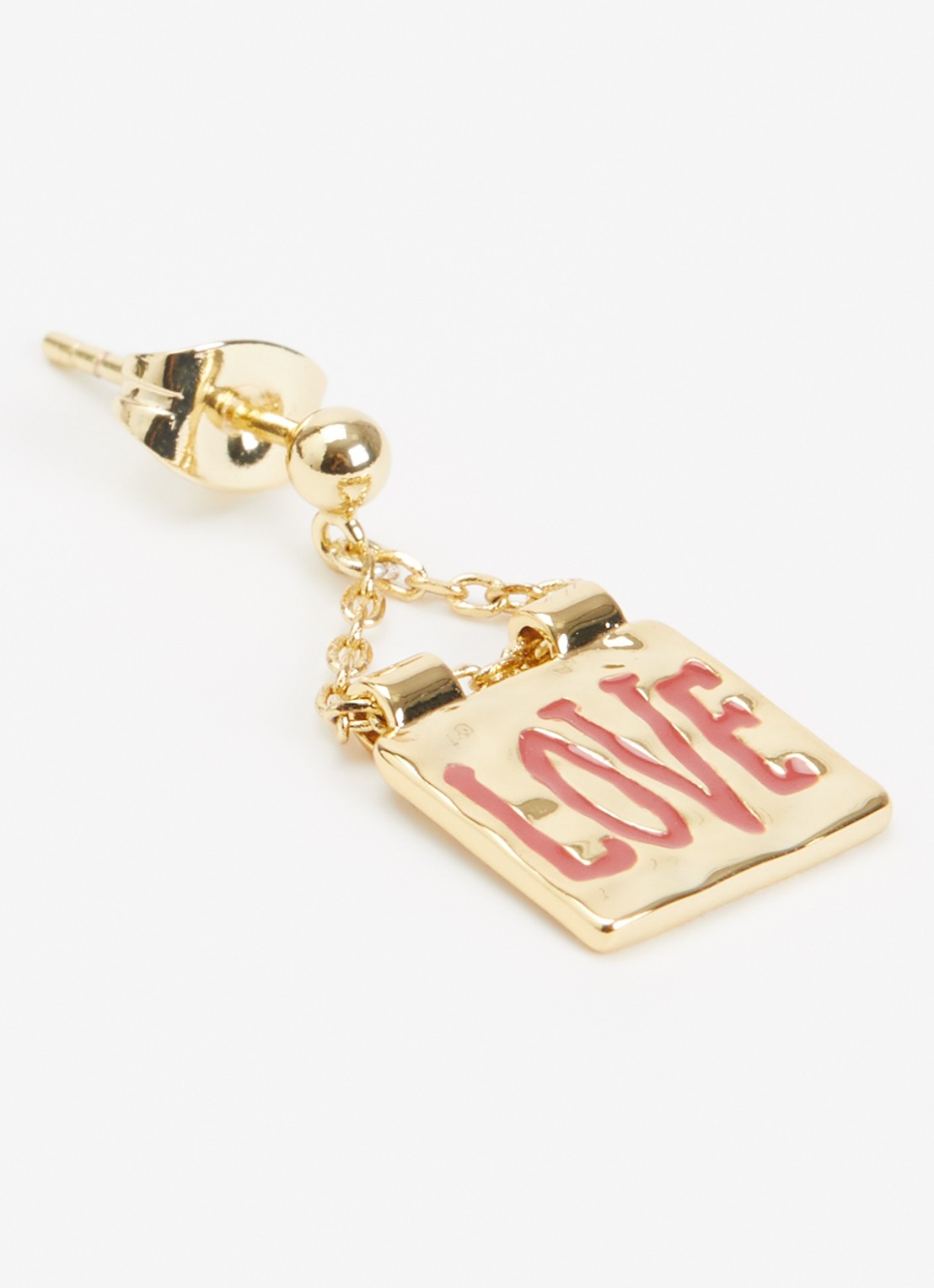 Anna + Nina Love Note oorsteker met hanger - detail 2 goud