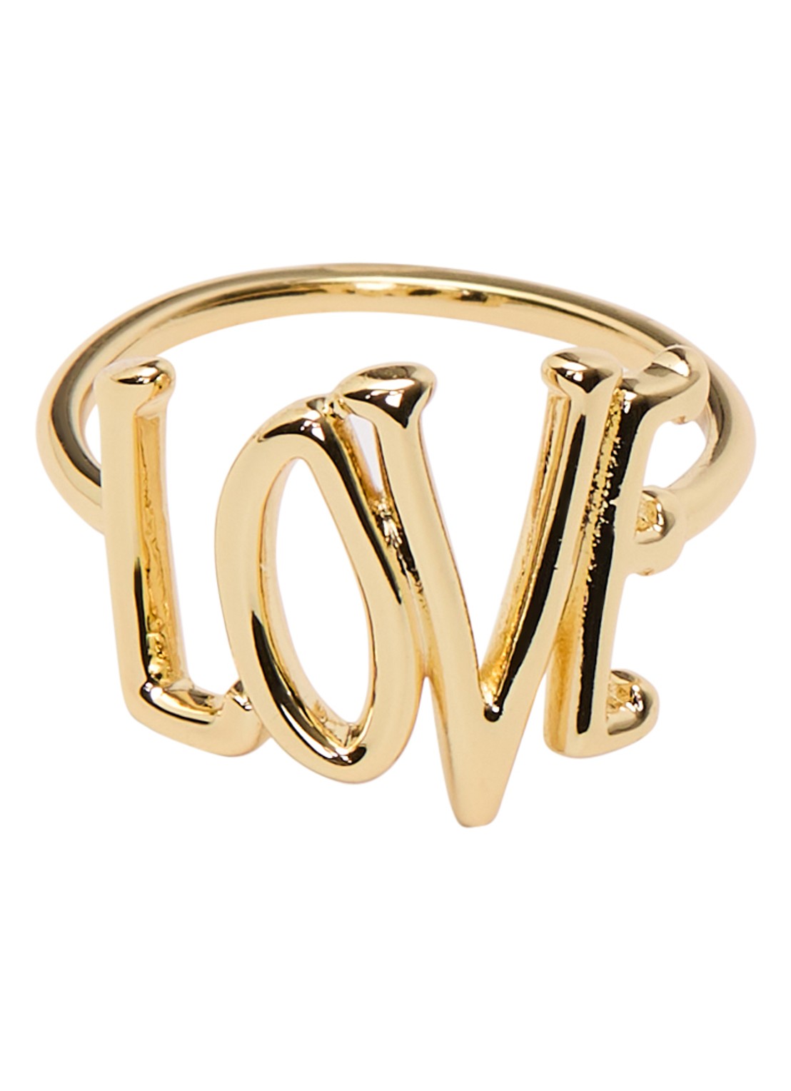 Anna + Nina Love Rules ring verguld - voorkant 2 goud