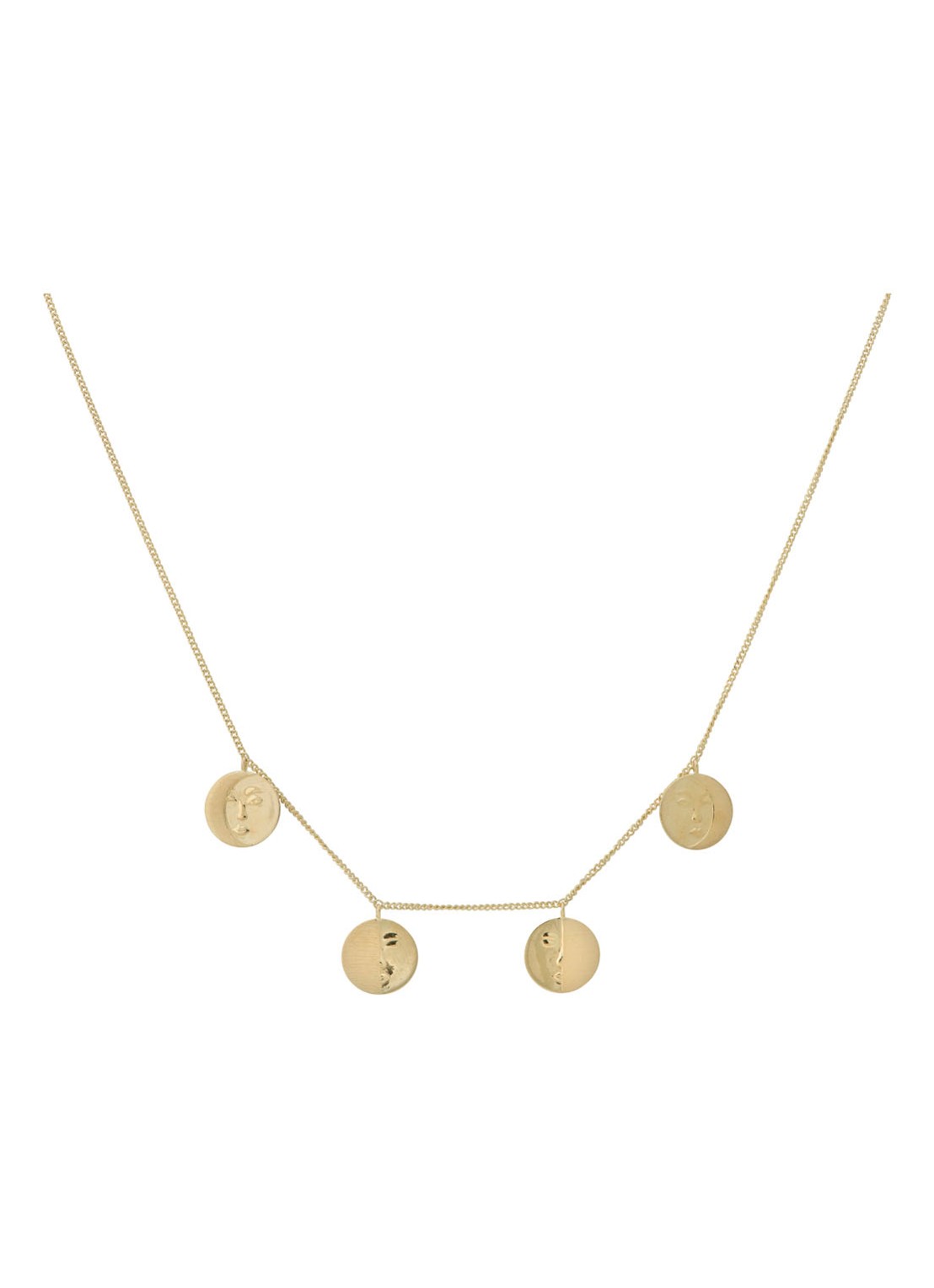 Anna + Nina Lunar ketting verguld - voorkant goud