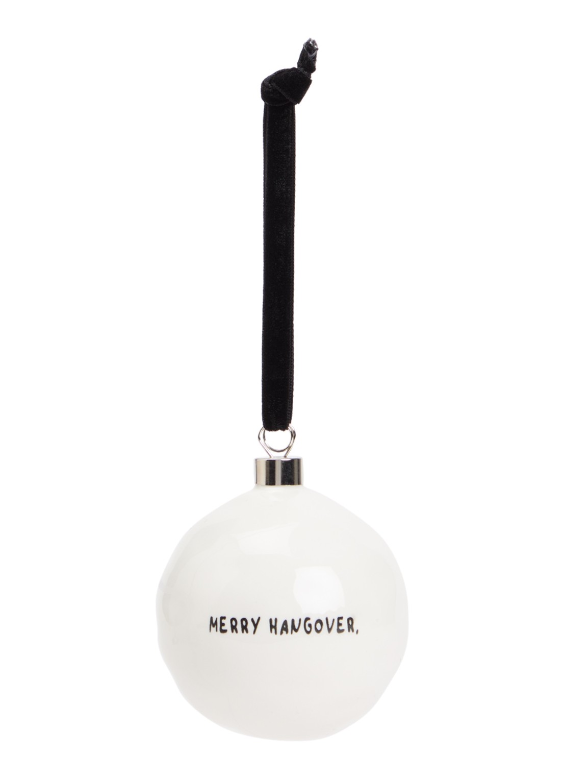 Anna + Nina Merry Hangover kerstbal 10 cm - voorkant wit