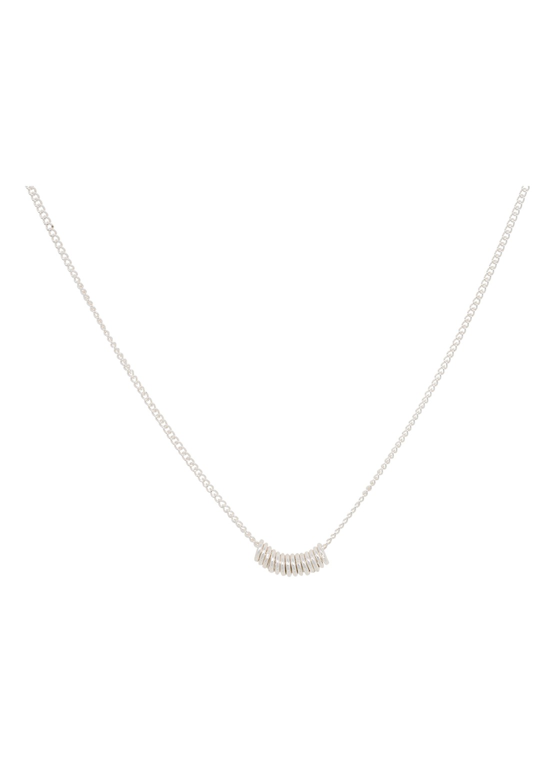 Anna + Nina Multi Ring fijne ketting van zilver - voorkant 2 zilver
