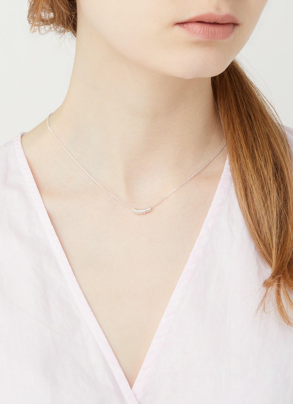 Anna + Nina Multi Ring fijne ketting van zilver - voorkant 3 zilver