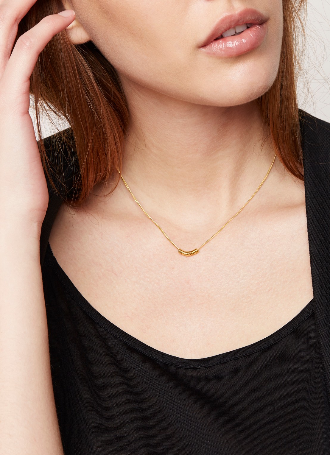 Anna + Nina Multi ring ketting verguld - detail 2 goud