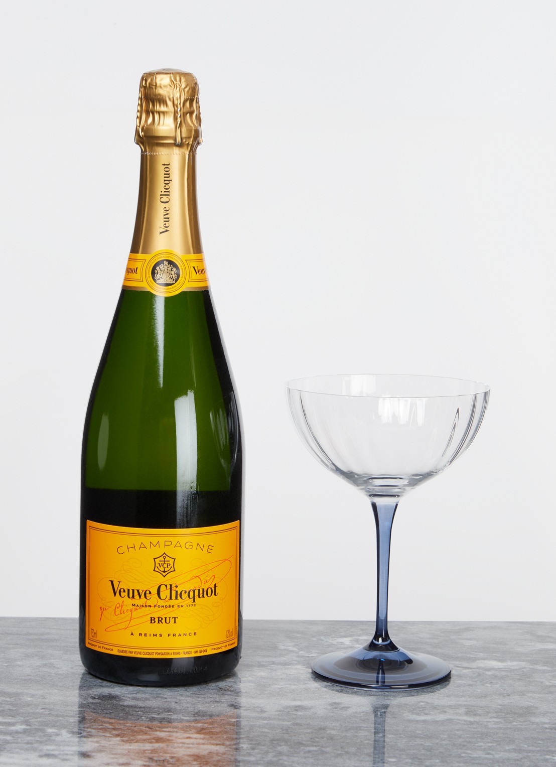 Anna + Nina Ocean champagne glas 15 cl - voorkant 3 staalblauw