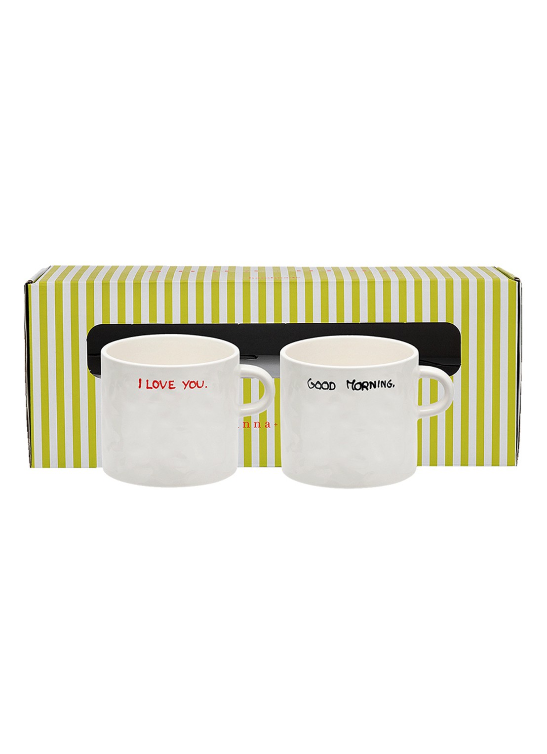 Anna + Nina Perfect Morning mok 50 cl set van 2 - voorkant 2 gebroken wit