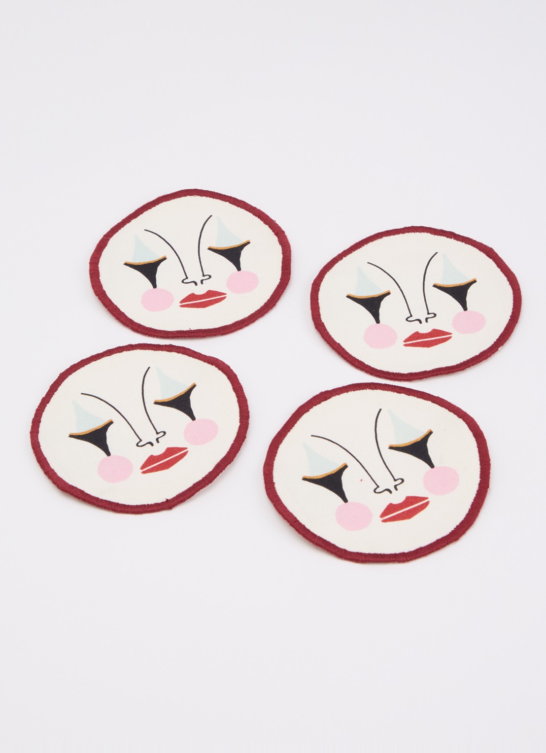 Anna + Nina Pierrot onderzetter set van 4 - voorkant 2 creme