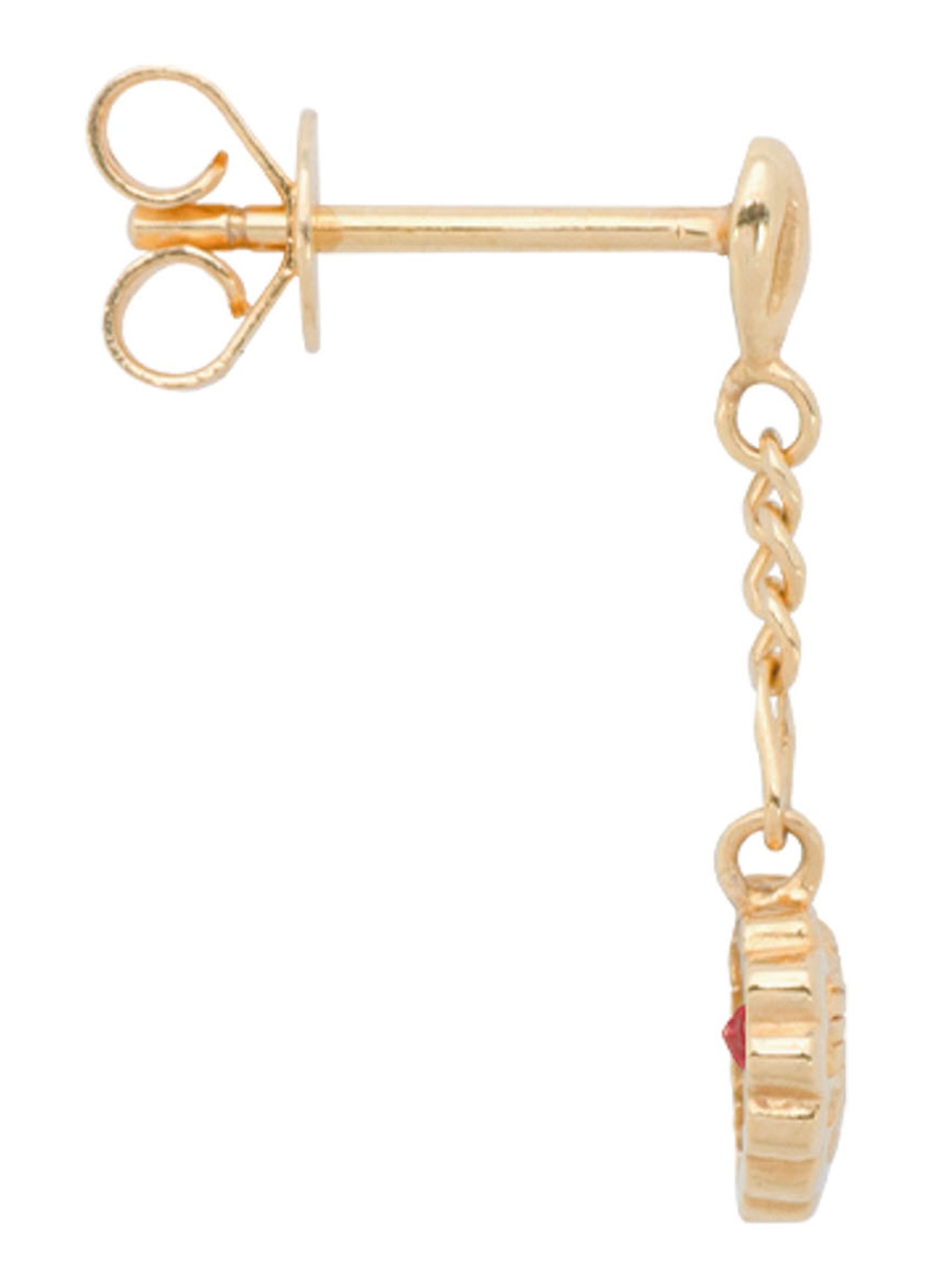 Anna + Nina Pure Love enkele oorsteker van 14 karaat geelgoud met granaat - detail 3 geelgoud