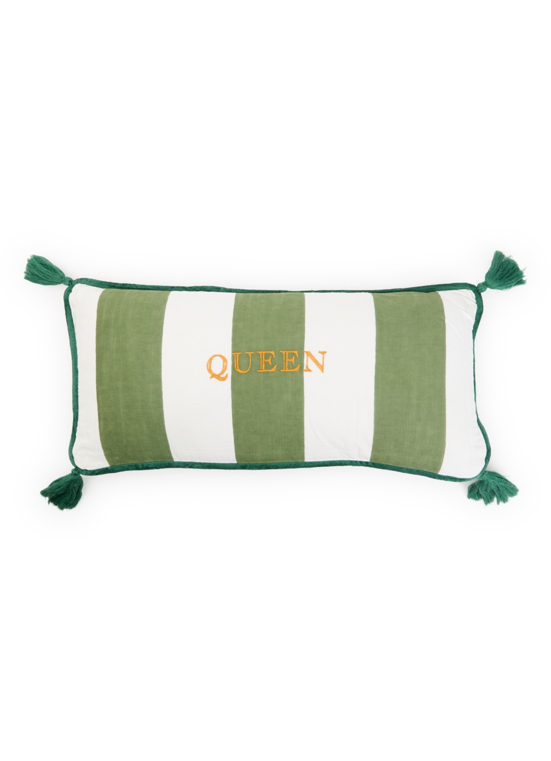 Anna + Nina Queen sierkussen 20 x 45 cm  - voorkant groen