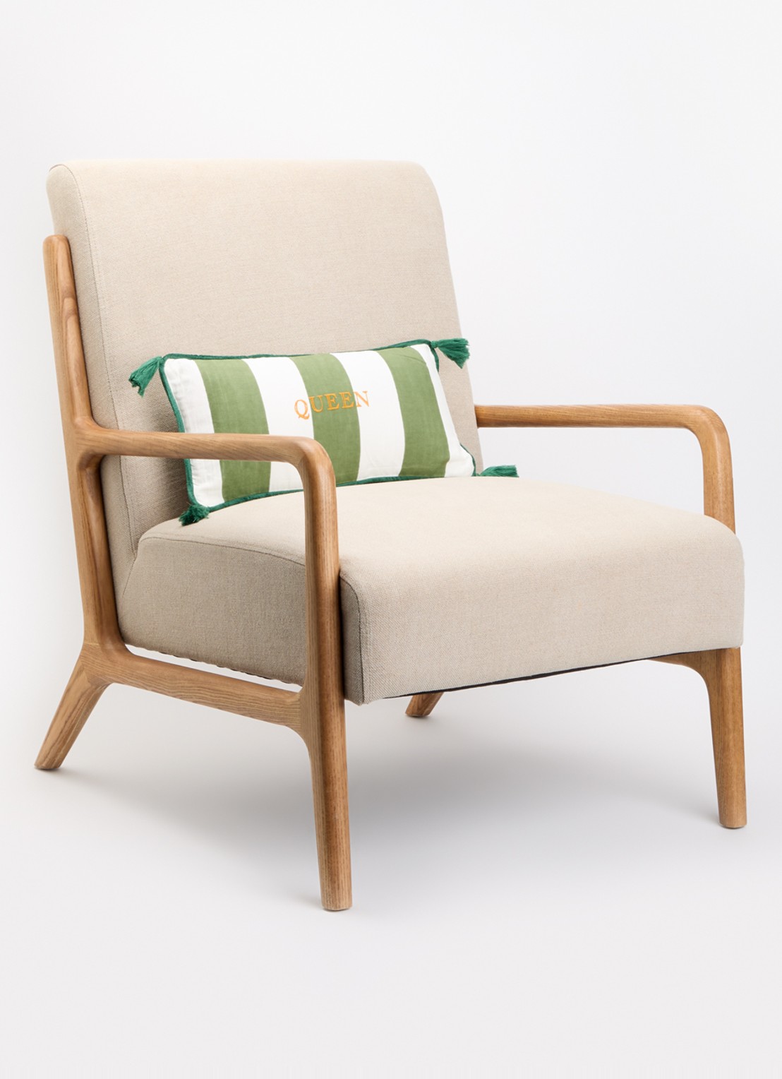 Anna + Nina Queen sierkussen 20 x 45 cm  - voorkant 2 groen