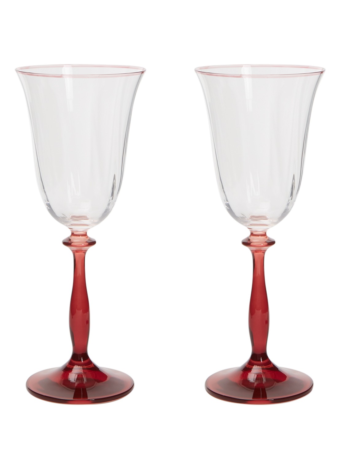 Anna + Nina Ruby Optic wijnglas 25 cl set van 2 - voorkant rood