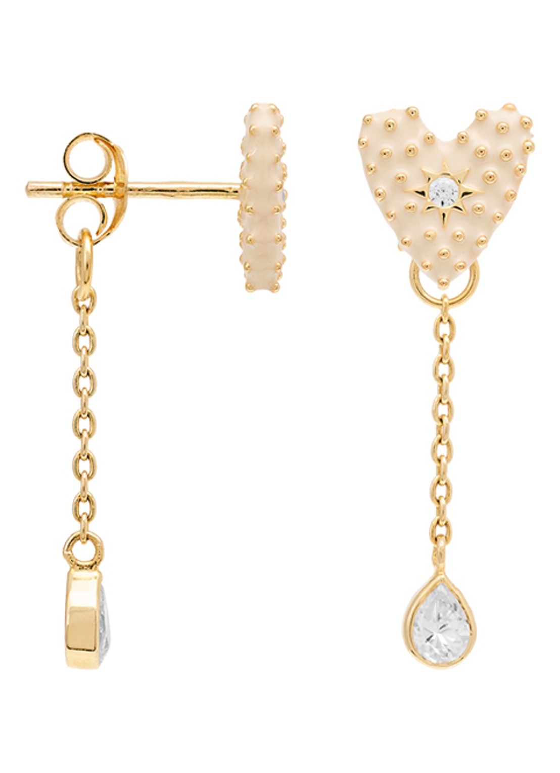 Anna + Nina Single Dolce Chain enkele oorsteker - voorkant goud